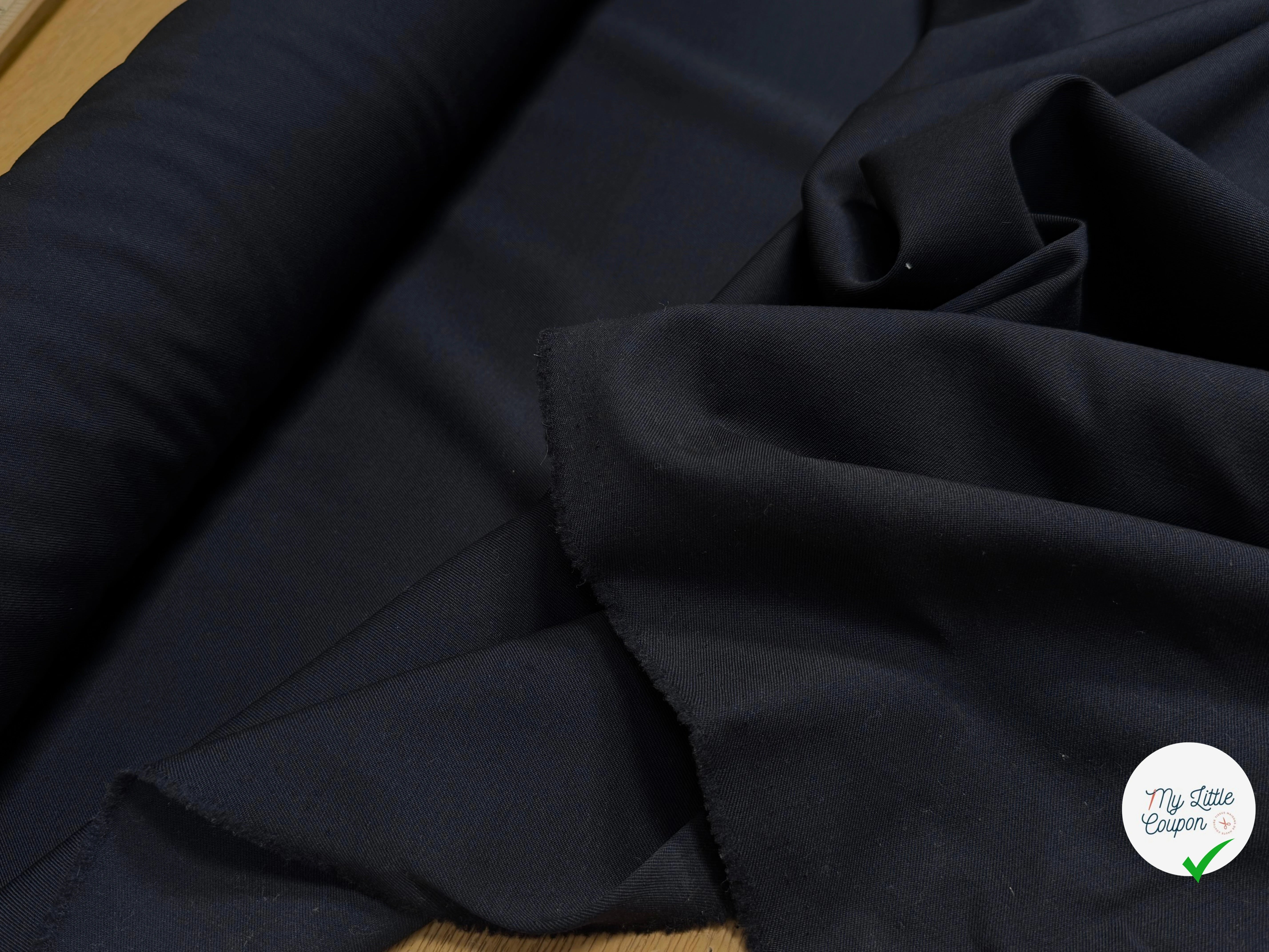 DRAPERIE DE LAINE SERGÉE STRETCH BLEU MARINE FONCÉ - My Little Coupon