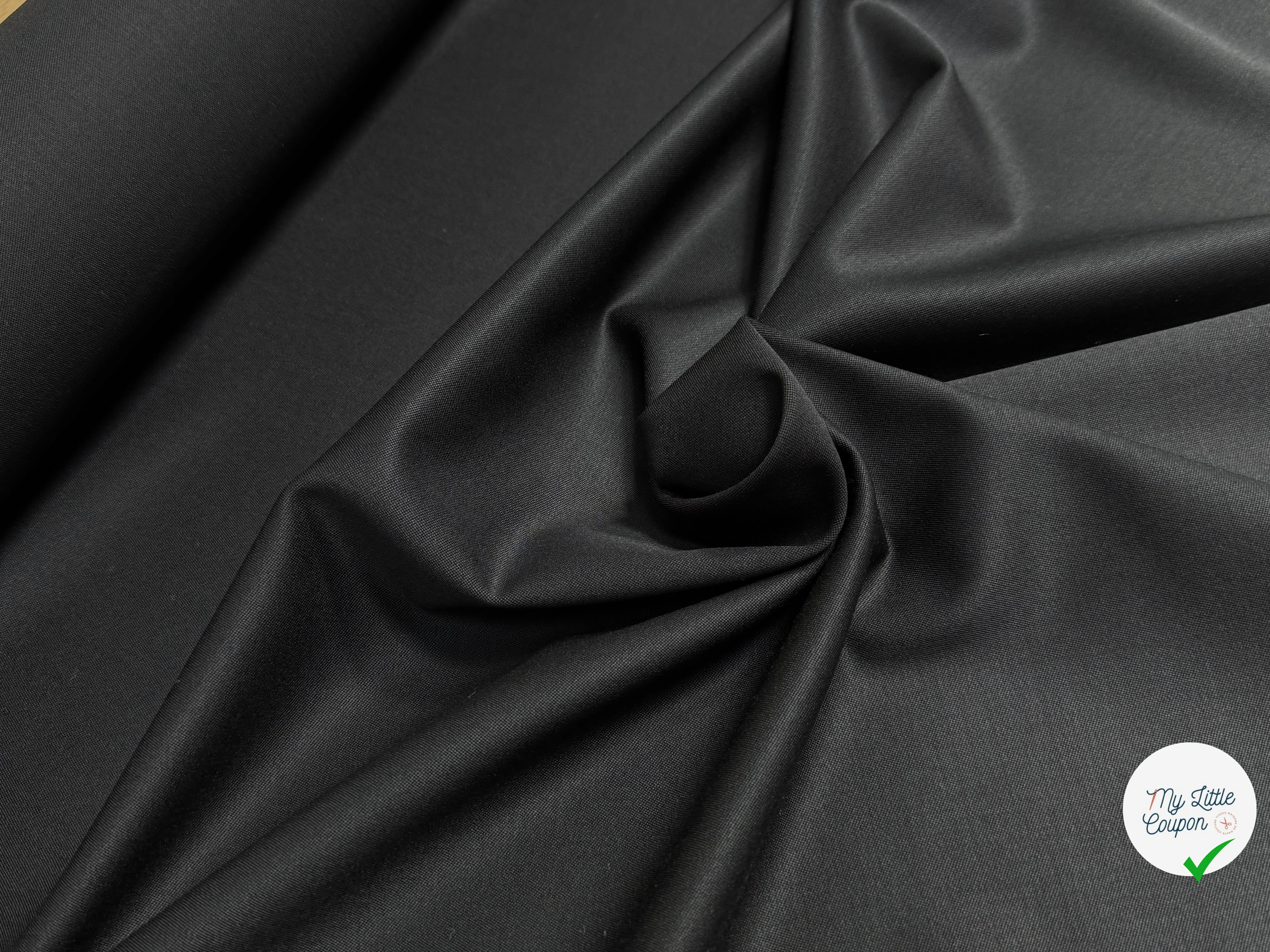DRAPERIE DE LAINE STRETCH BEAU TOMBÉ ULTRA BELLE NOIR LÉGÈREMENT SATINÉ - My Little Coupon