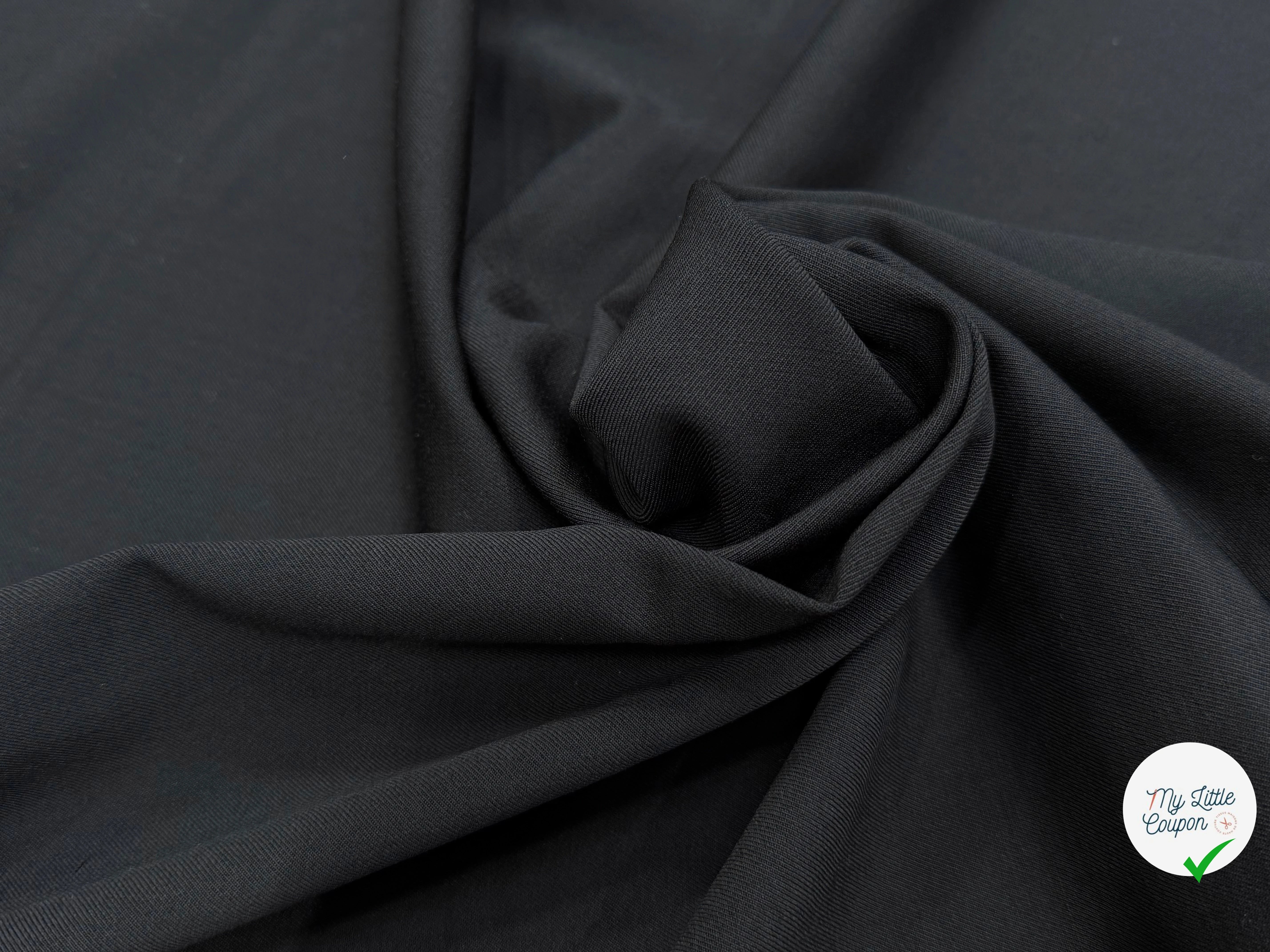 DRAPERIE DE LAINE STRETCH LÉGÈREMENT STRIÉE NOIR TRÈS BELLE TENUE - My Little Coupon