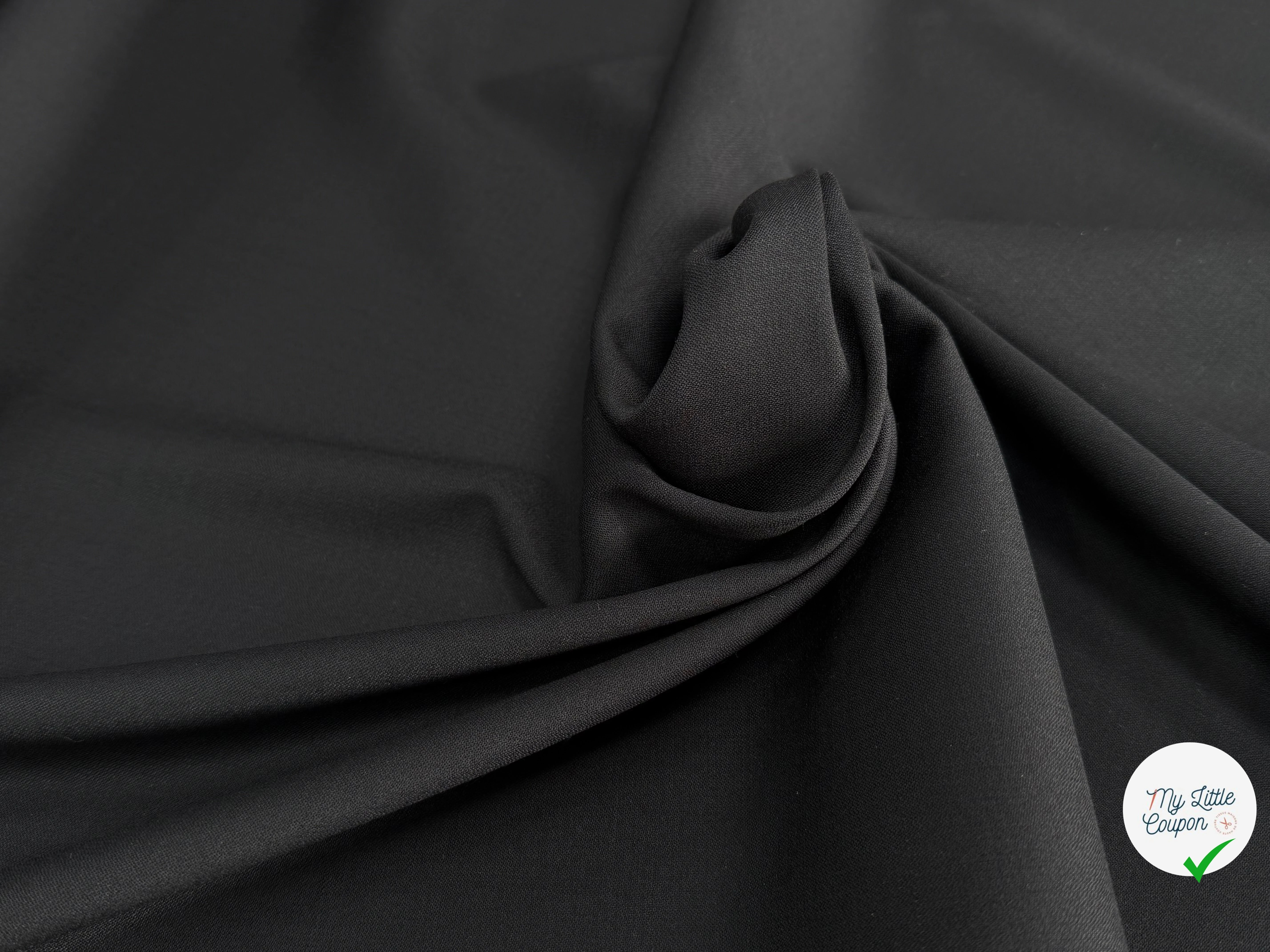 DRAPERIE DE LAINE STRETCH NOIR BELLE TENUE 140CM - My Little Coupon