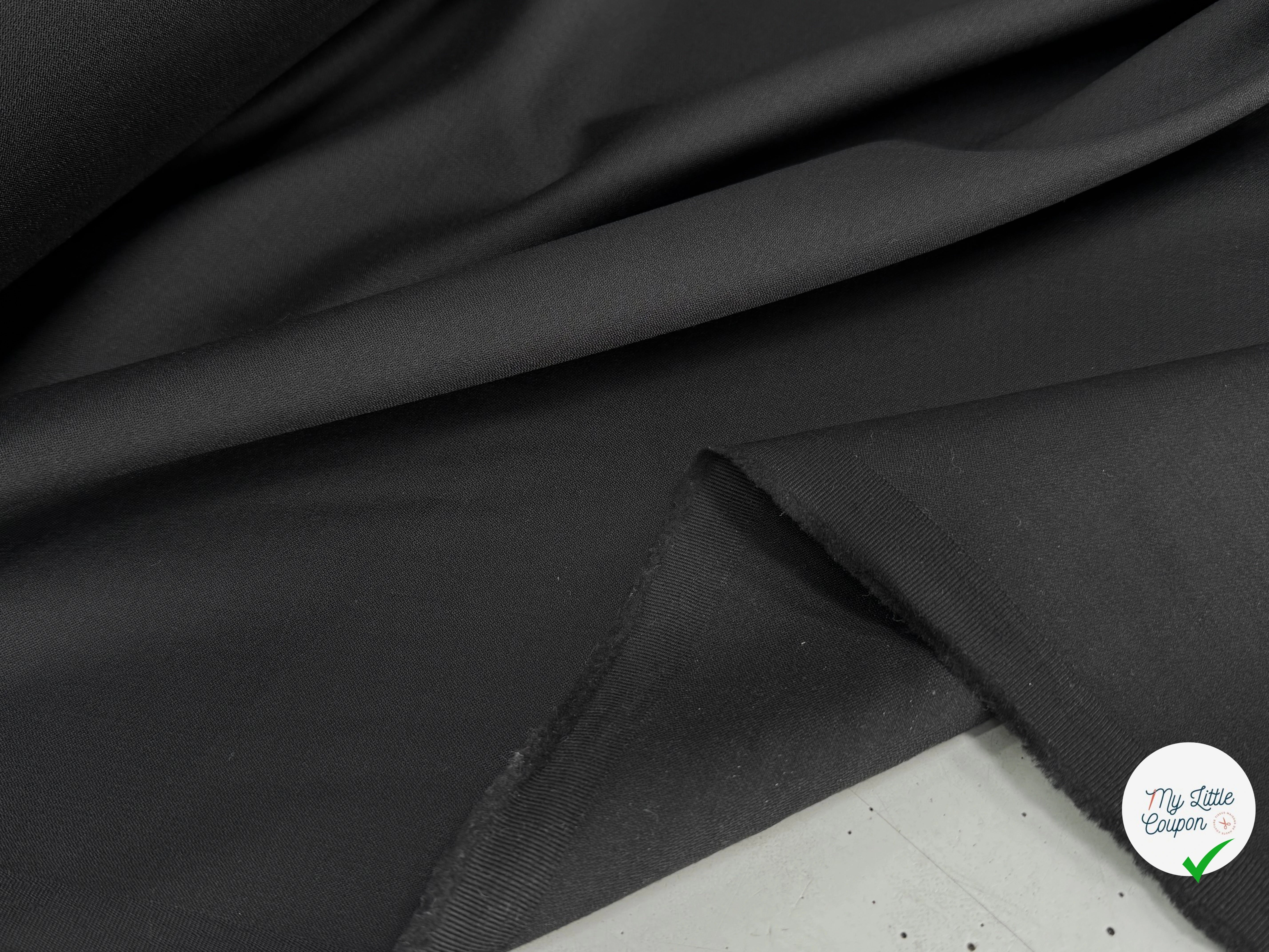 DRAPERIE DE LAINE STRETCH NOIR BELLE TENUE 140CM - My Little Coupon