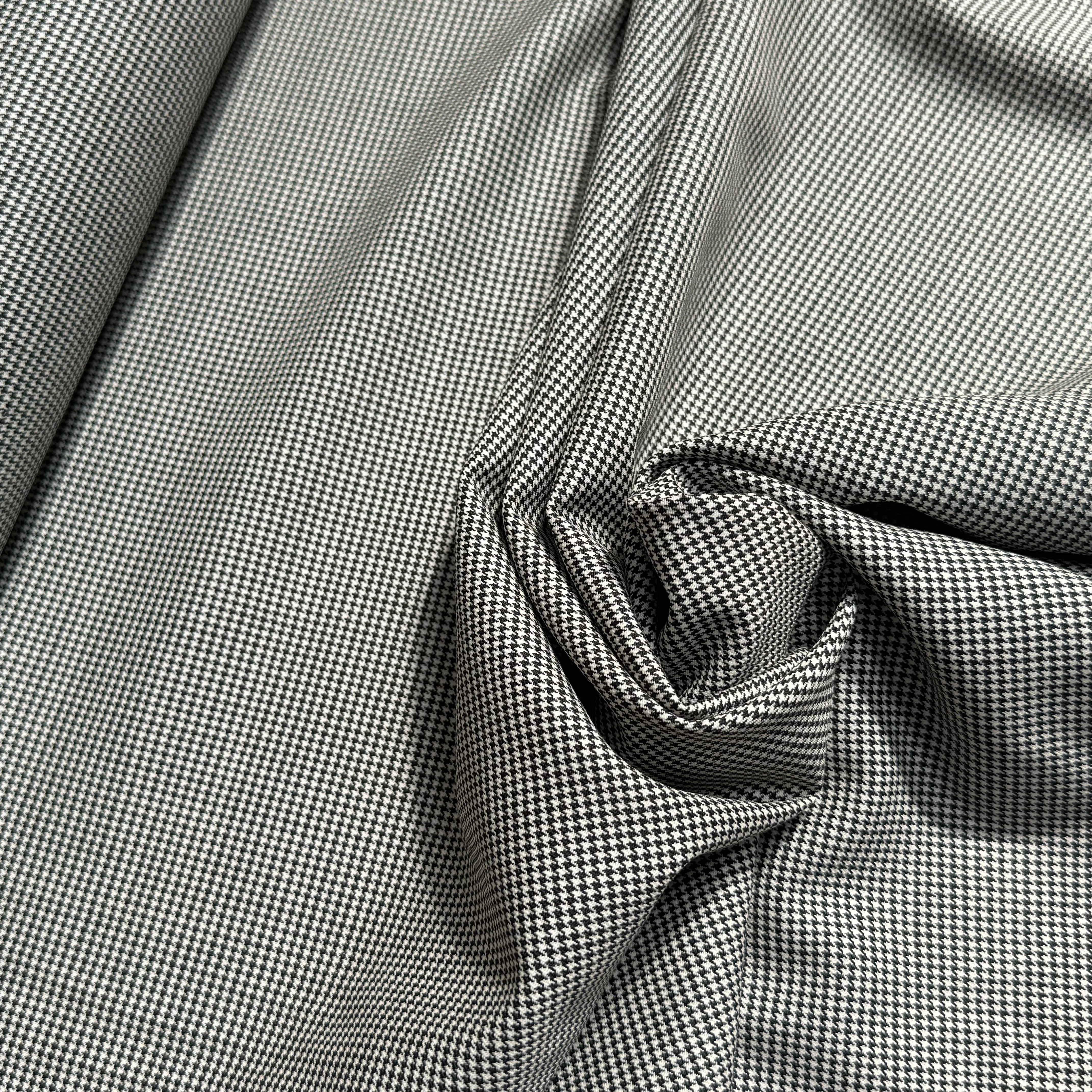 DRAPERIE DE LAINE STRETCH PIED DE POULE BLANC NOIR - My Little Coupon