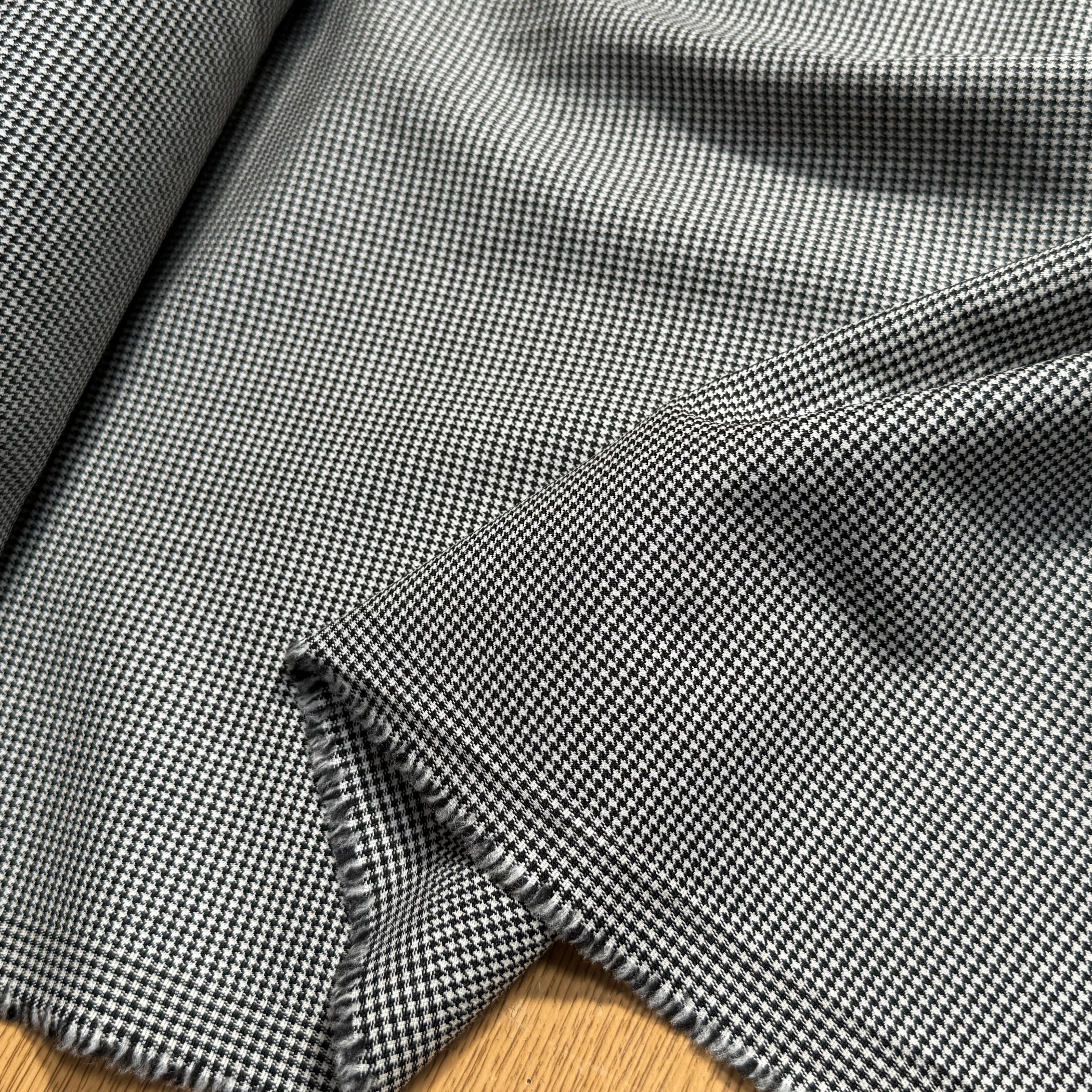 DRAPERIE DE LAINE STRETCH PIED DE POULE BLANC NOIR - My Little Coupon