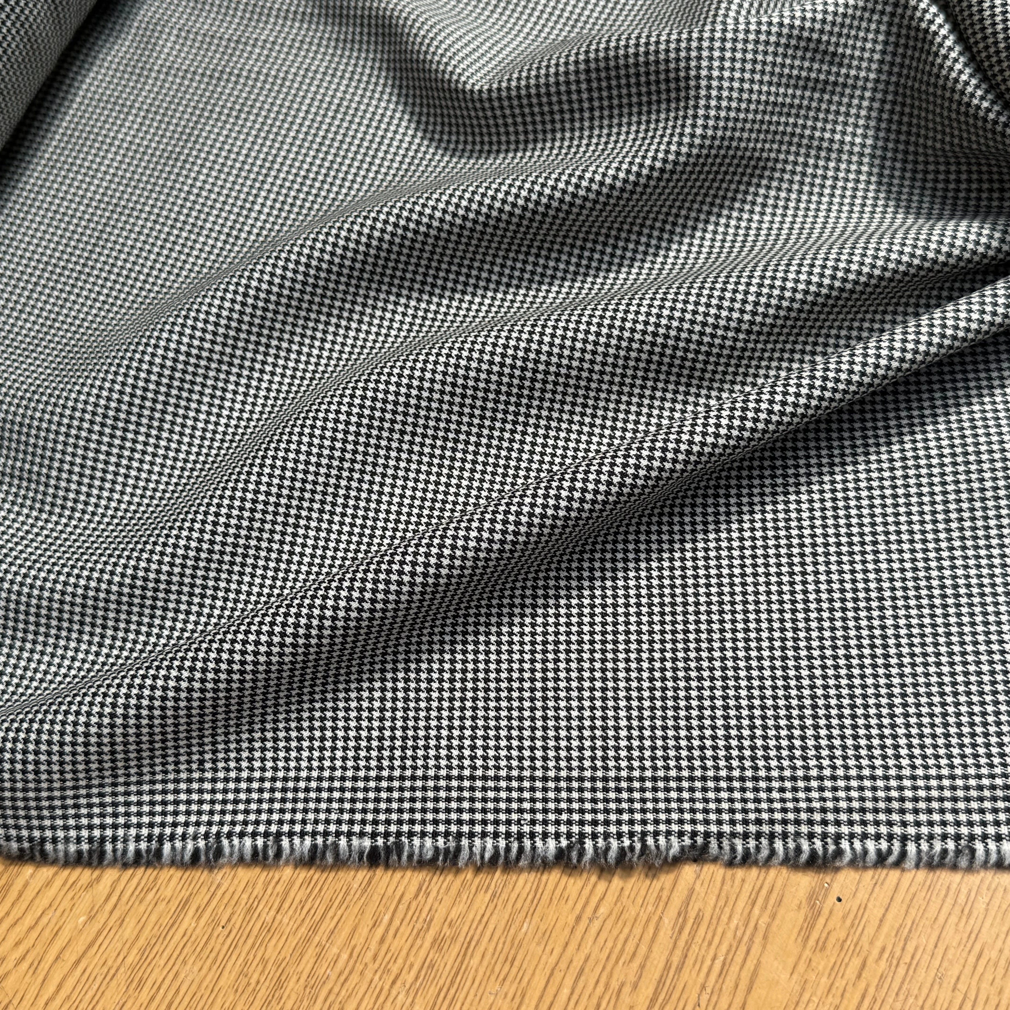 DRAPERIE DE LAINE STRETCH PIED DE POULE BLANC NOIR - My Little Coupon