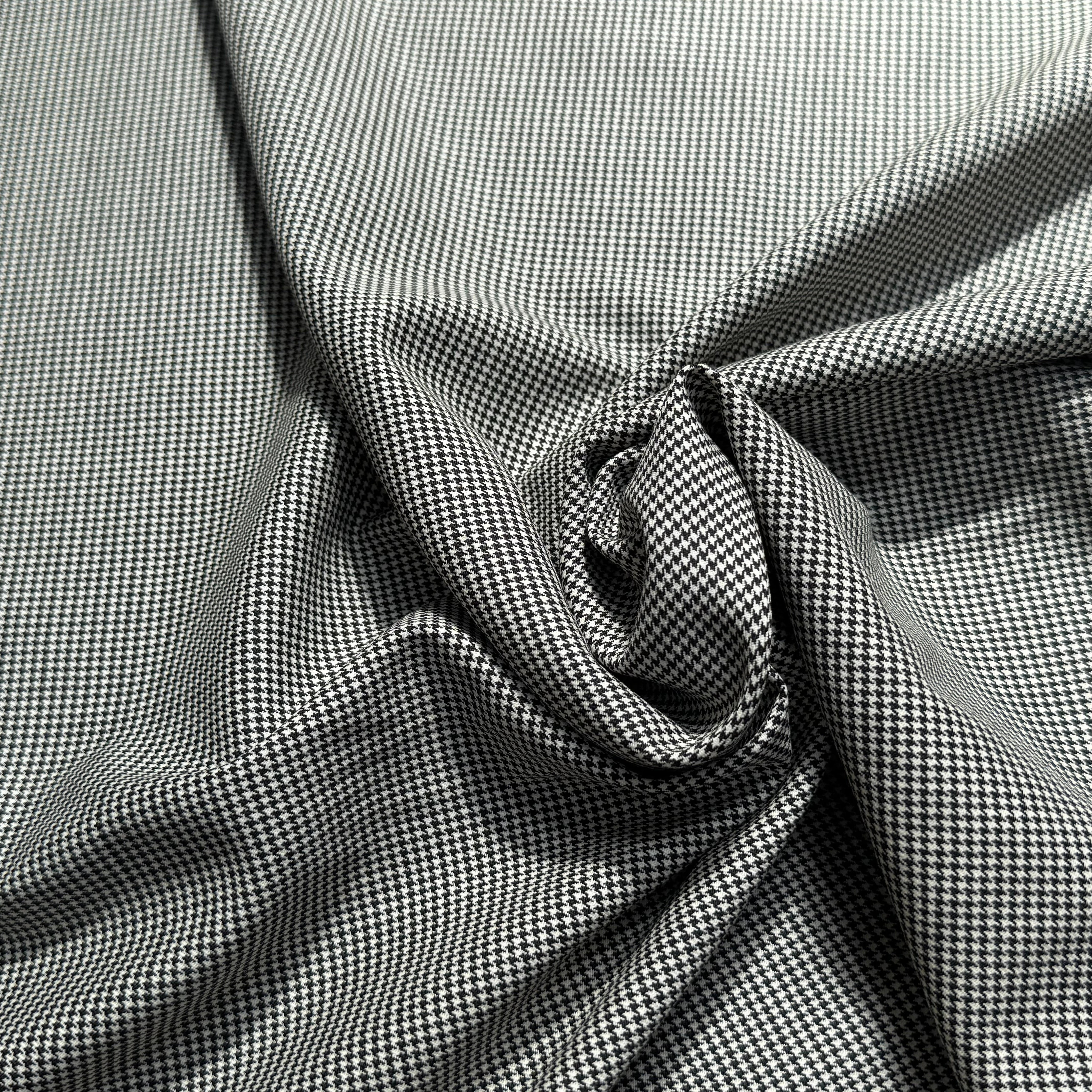 DRAPERIE DE LAINE STRETCH PIED DE POULE BLANC NOIR - My Little Coupon