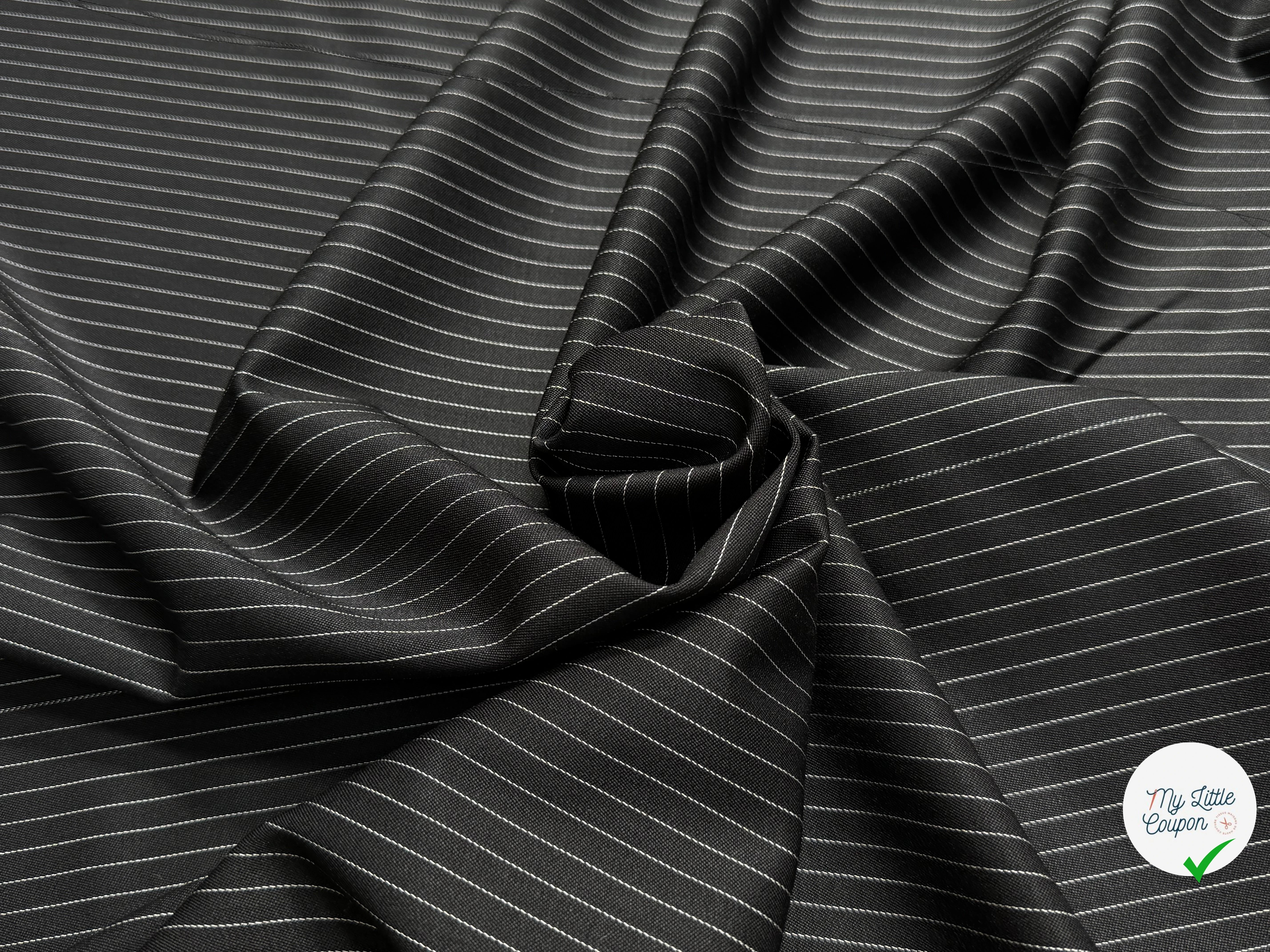DRAPERIE DE LAINE STRETCH RAYURES TENNIS NOIR - My Little Coupon