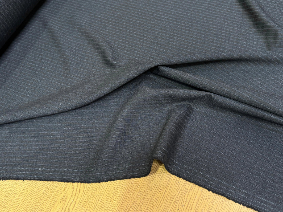 DRAPERIE DE LAINE SUPER 100'S GRIS RAYURES BLEUES TRÈS ÉLÉGANT - My Little Coupon