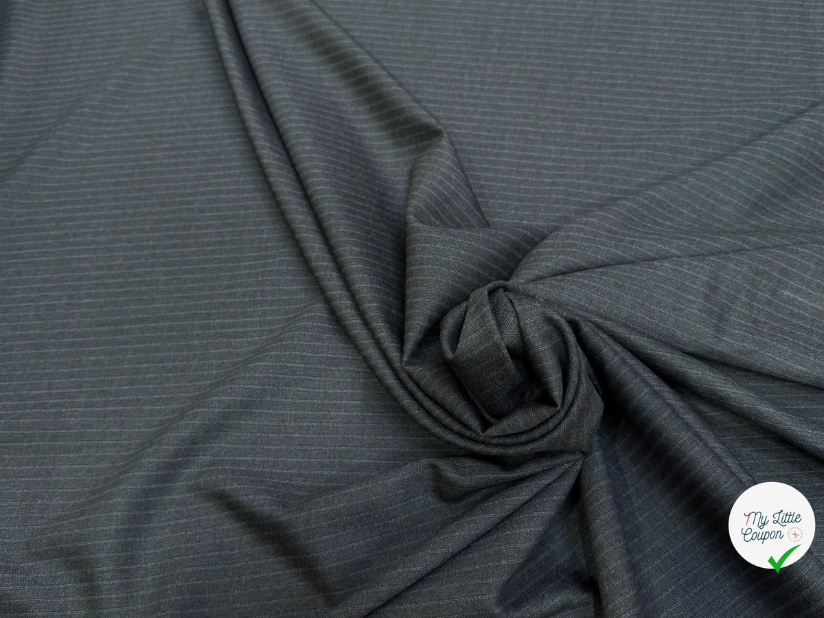 DRAPERIE DE LAINE SUPER 100'S GRIS RAYURES BLEUES TRÈS ÉLÉGANT - My Little Coupon
