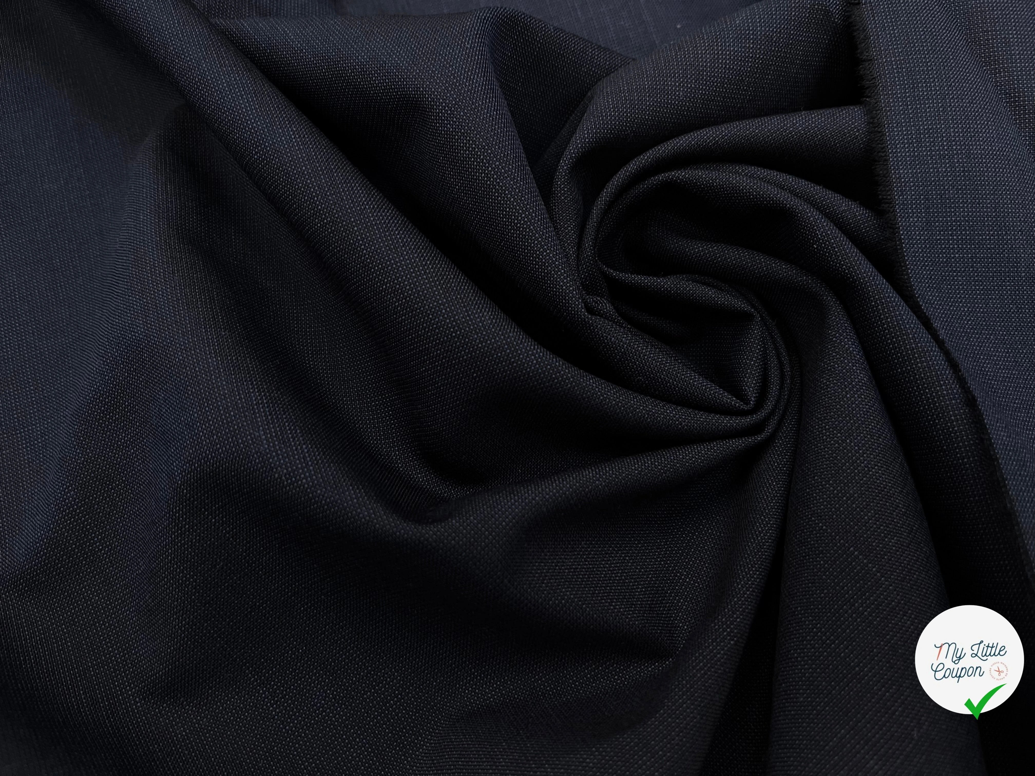 DRAPERIE DE LAINE SUPERBE BLEU NUIT D'ÉTÉ DEPERLANTE FIL ROUGE SUR UNE LISIÈRE - My Little Coupon