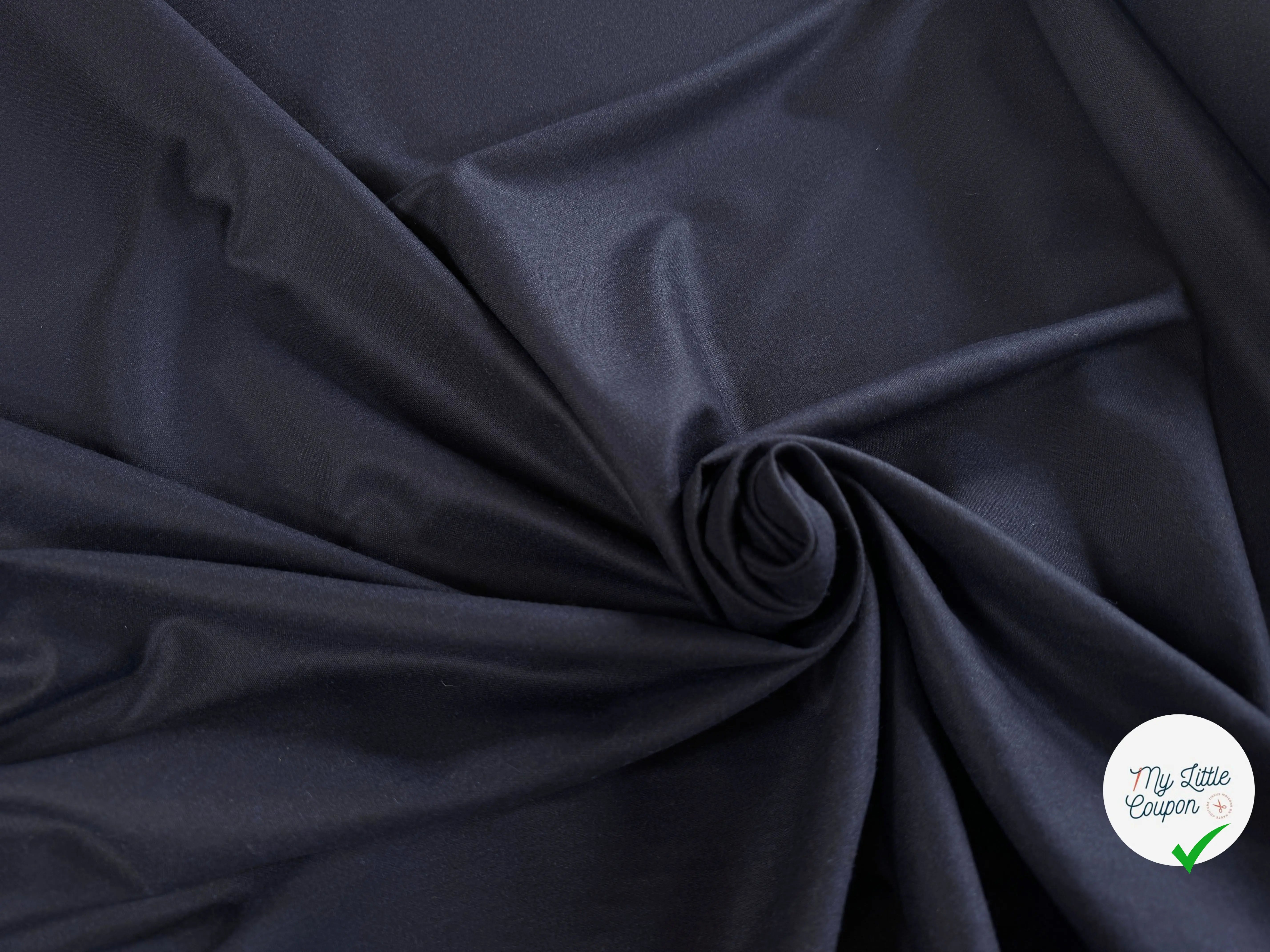 DRAPERIE FLANELLE STRETCH 100% LAINE BLEU MARINE - My Little Coupon