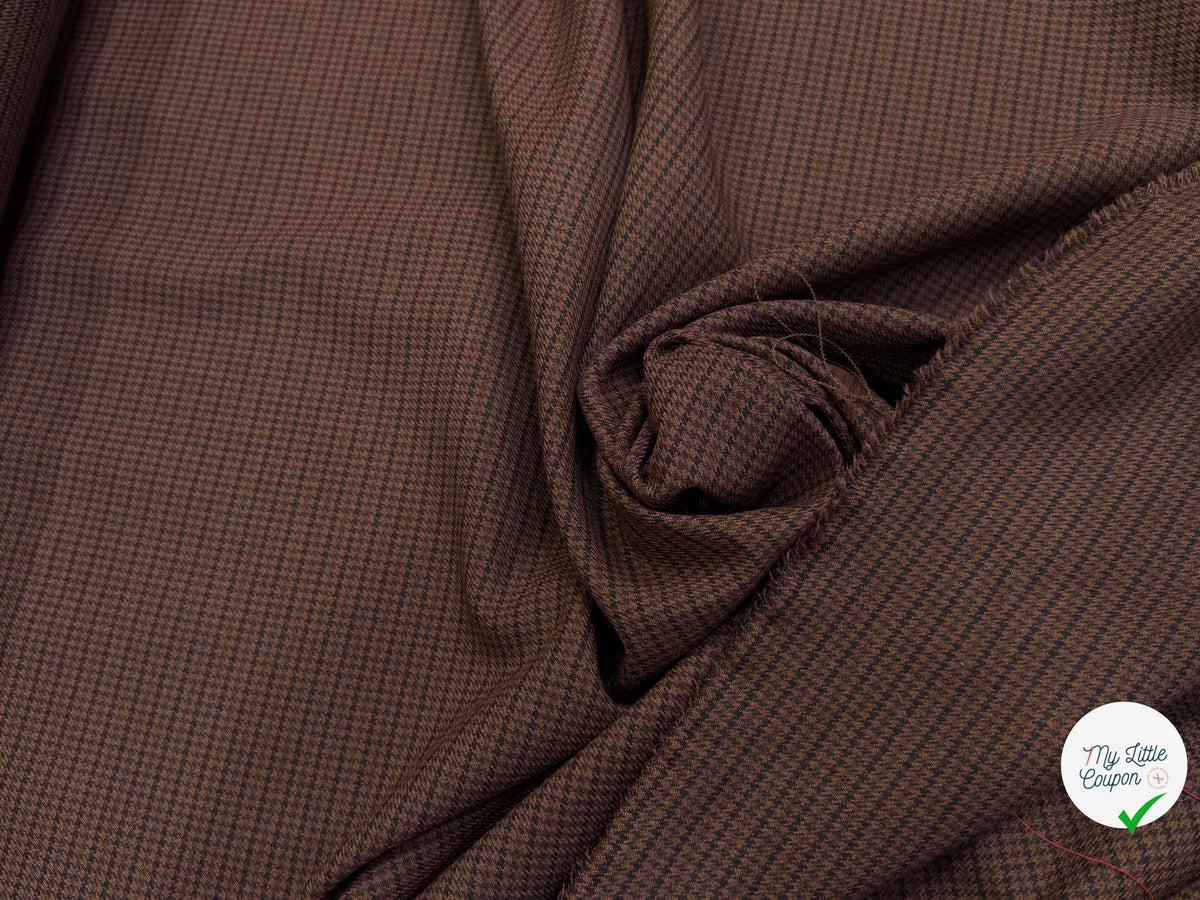DRAPERIE LOURDE MINI PIED-DE-POULE MULTICOLORE FOND CHOCOLAT LÉGÈREMENT STRETCH - My Little Coupon