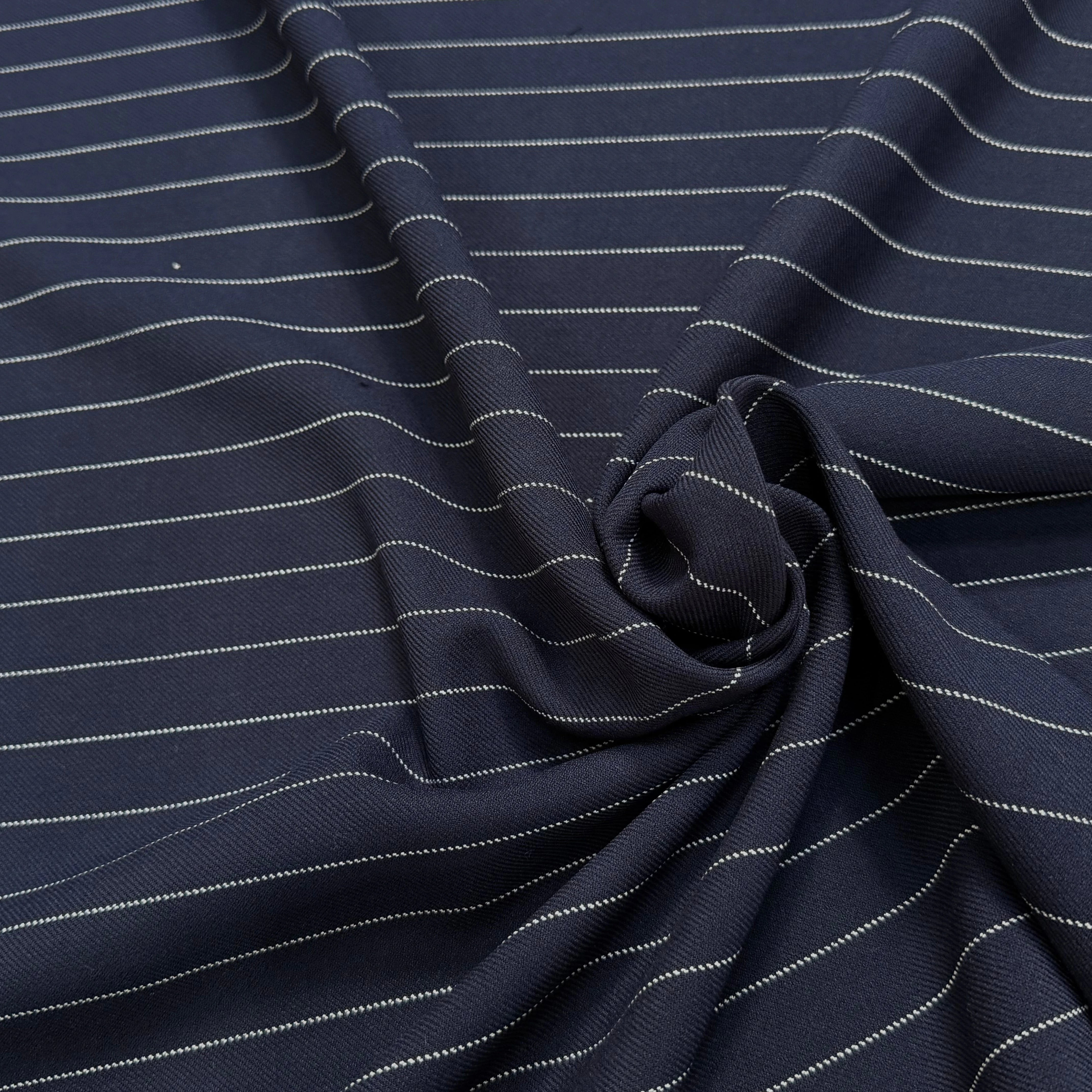 DRAPERIE POLYVISCOSE LOURDE STRETCH MARINE À RAYURES - My Little Coupon