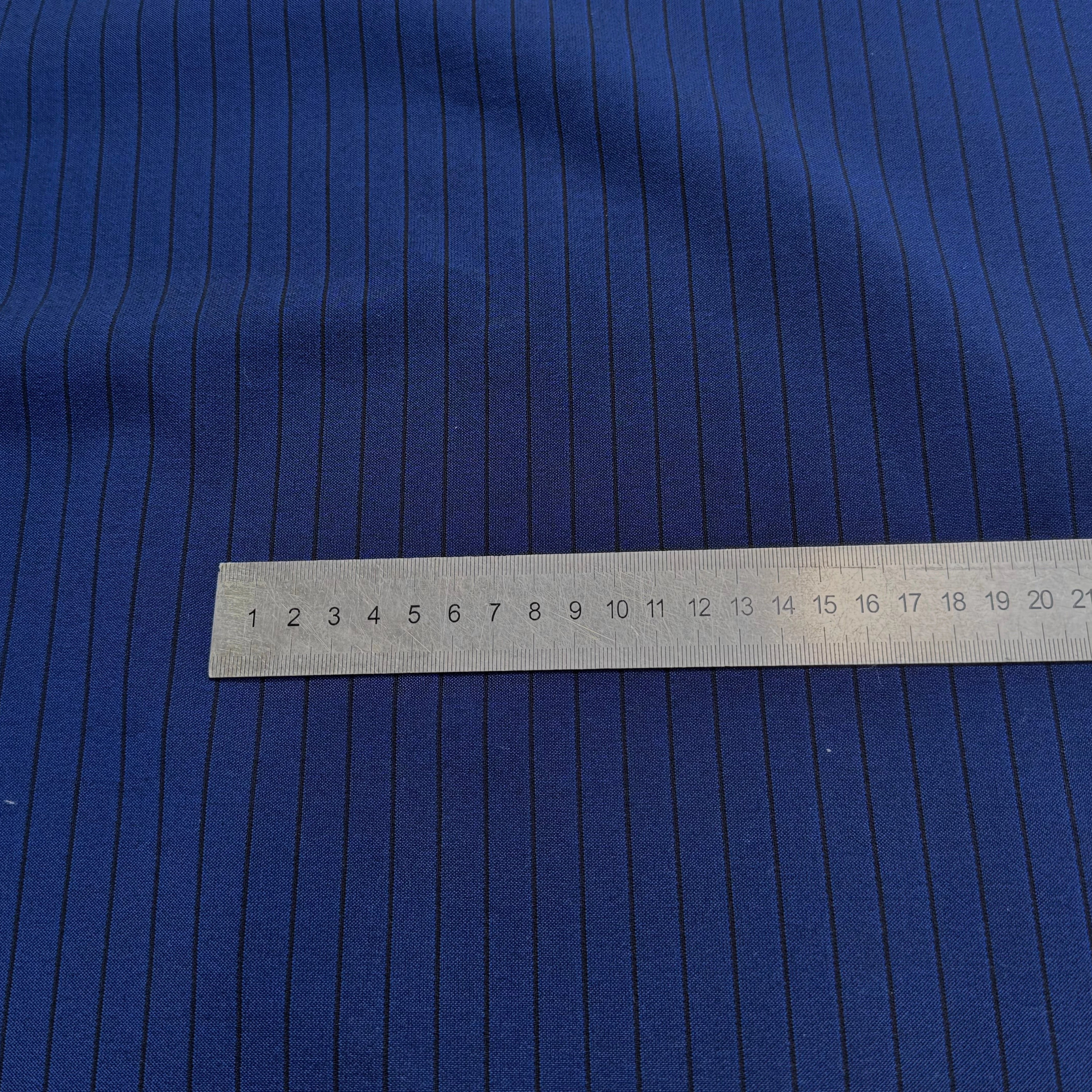 DRAPERIE POLYVISCOSE LOURDE ULTRA STRETCH BLEU À RAYURES CHIC TENUE - My Little Coupon