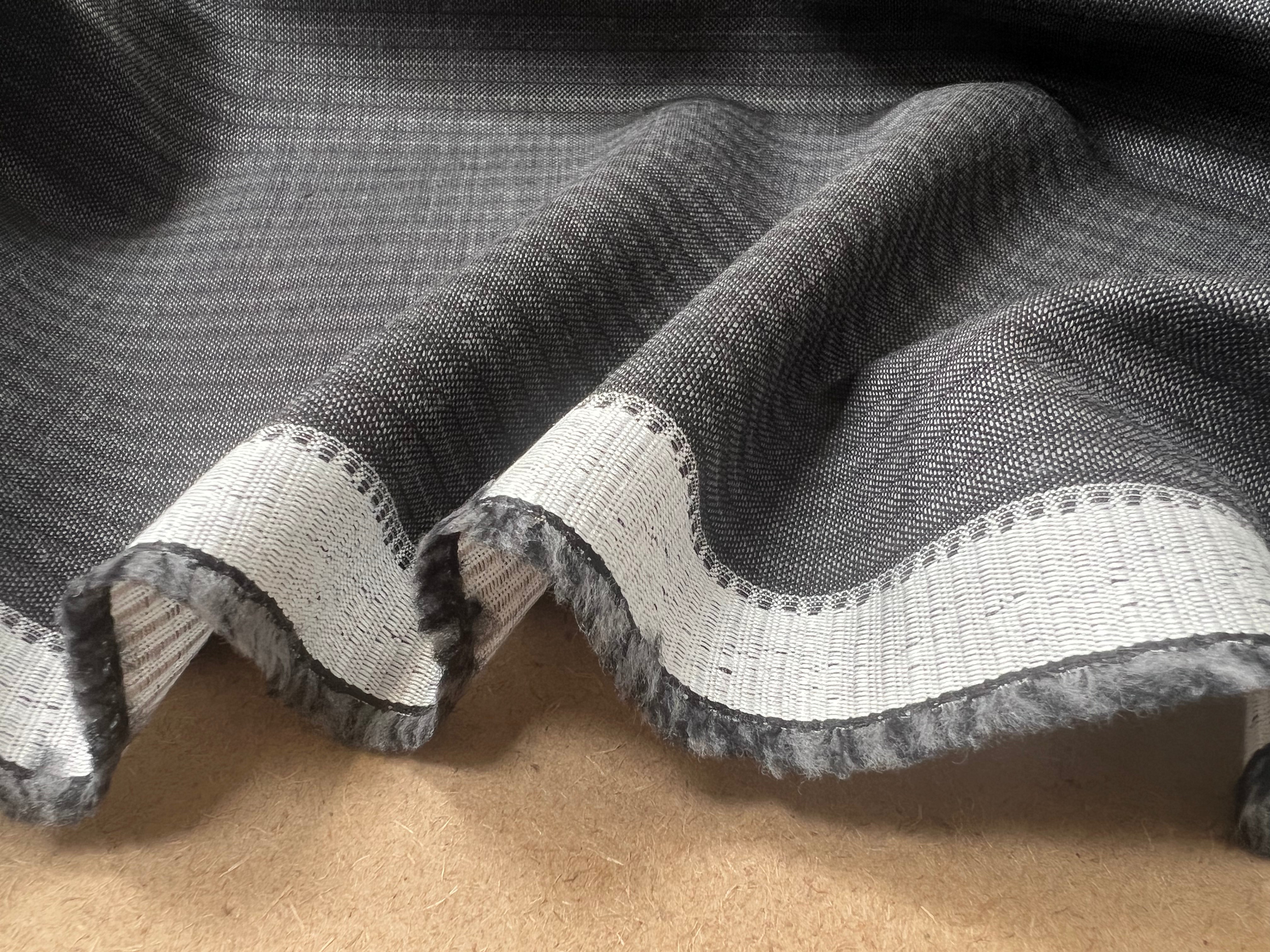 DRAPERIE RAYÉE GRIS ANTHRACITE 100% LAINE - My Little Coupon