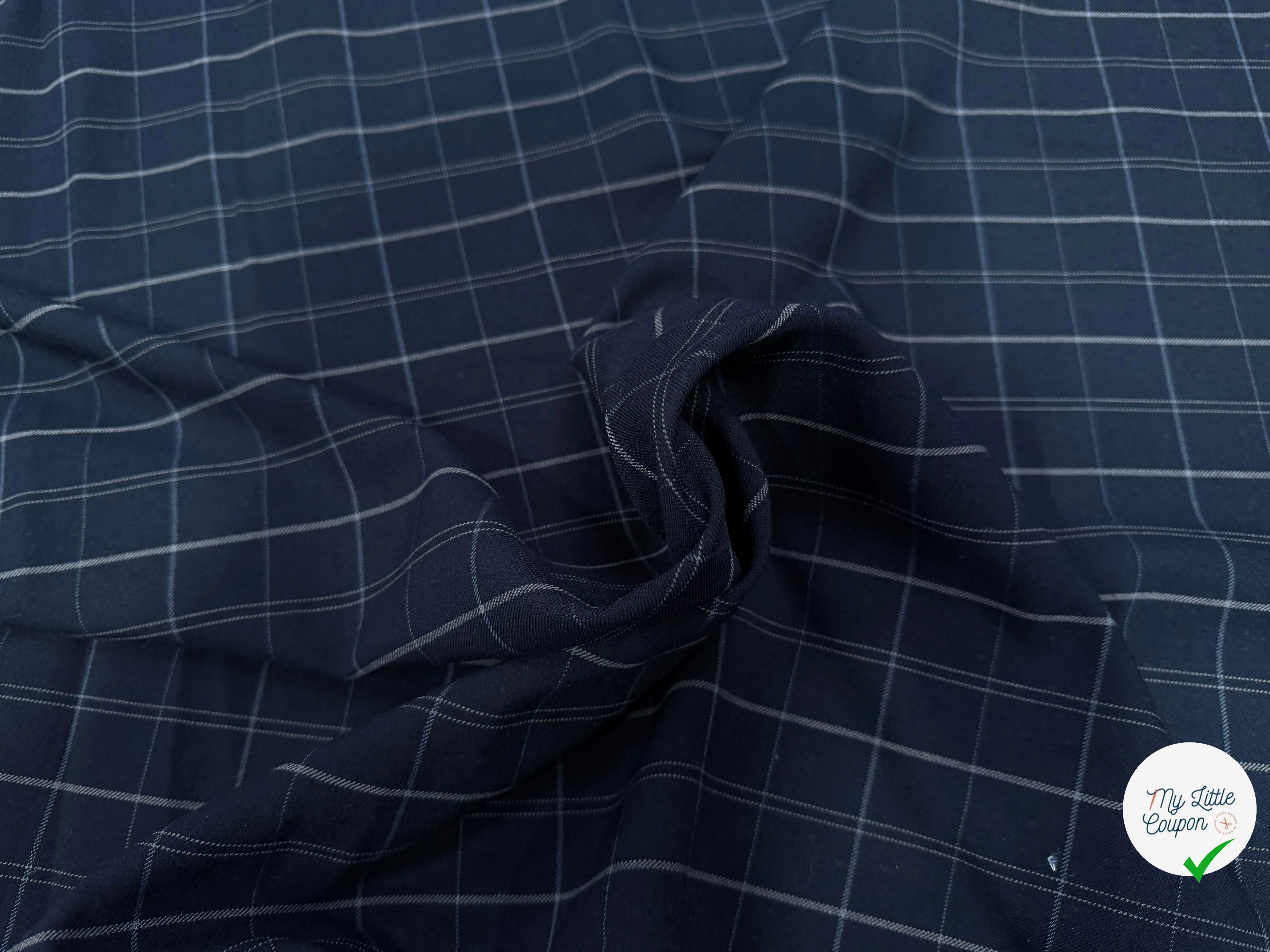 DRAPERIE SERGÉ CARREAUX NAVY - My Little Coupon
