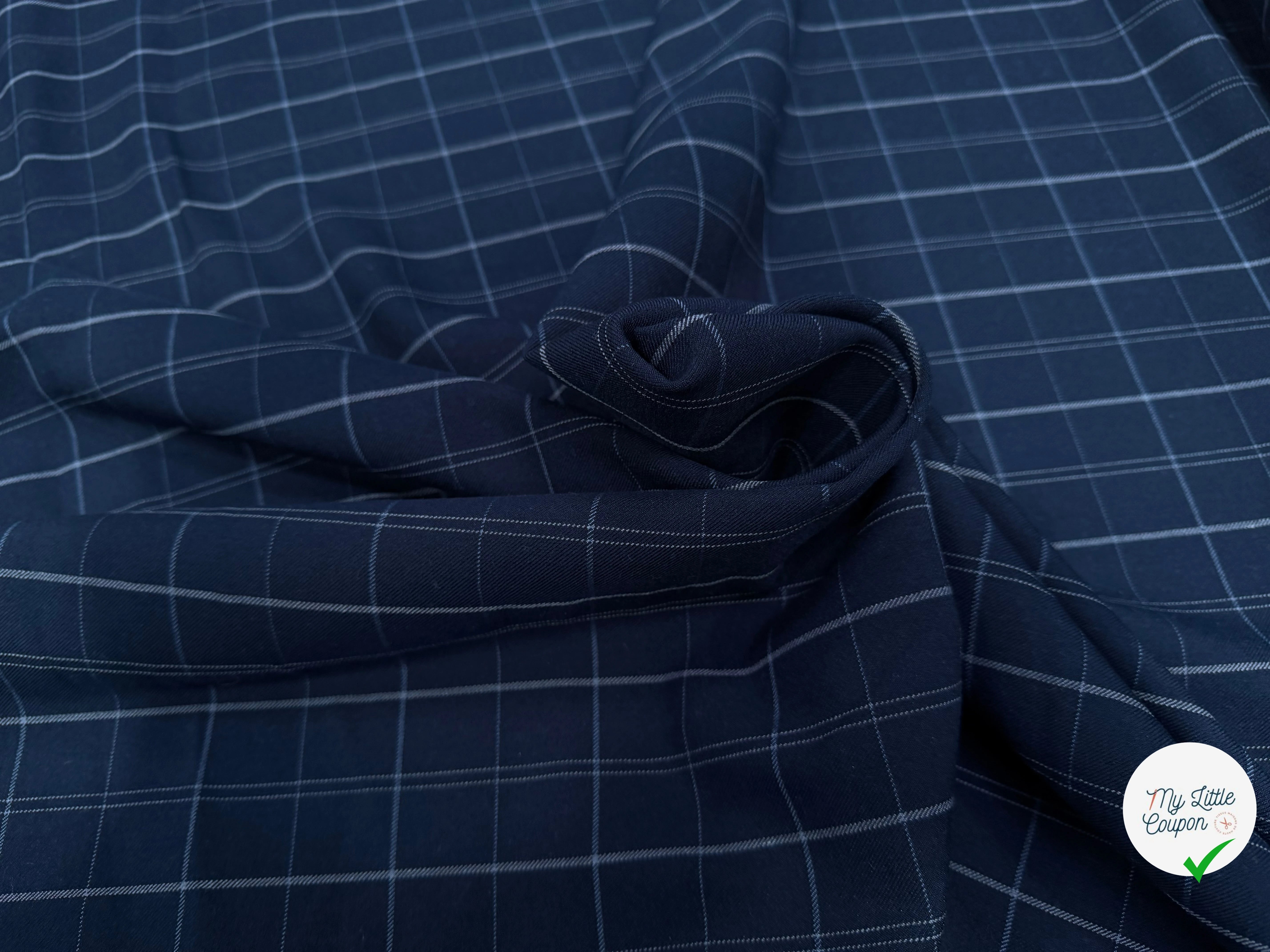 DRAPERIE SERGÉ CARREAUX NAVY - My Little Coupon