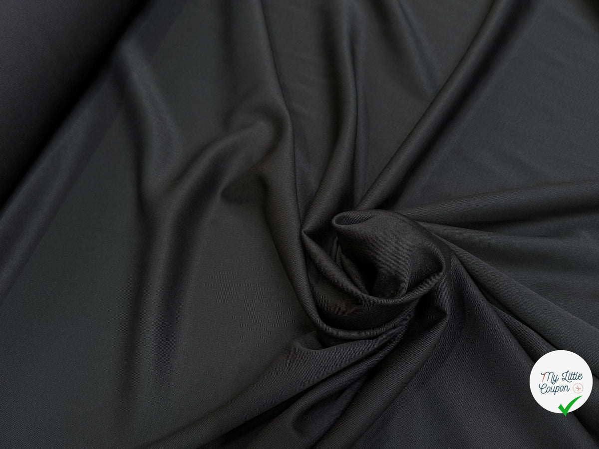 DRAPERIE SERGÉE POLYLAINE NOIR TOMBÉ SOYEUX - My Little Coupon