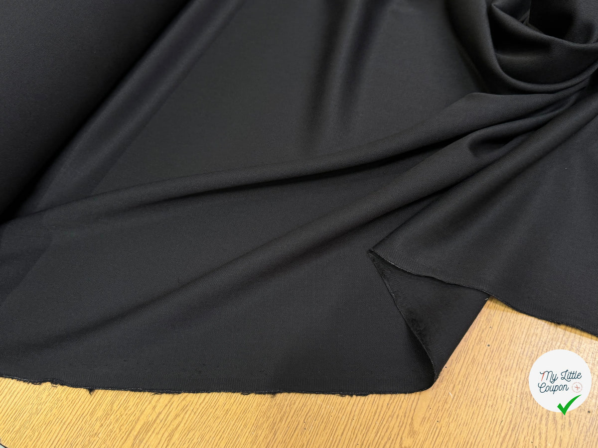 DRAPERIE SERGÉE POLYLAINE NOIR TOMBÉ SOYEUX - My Little Coupon