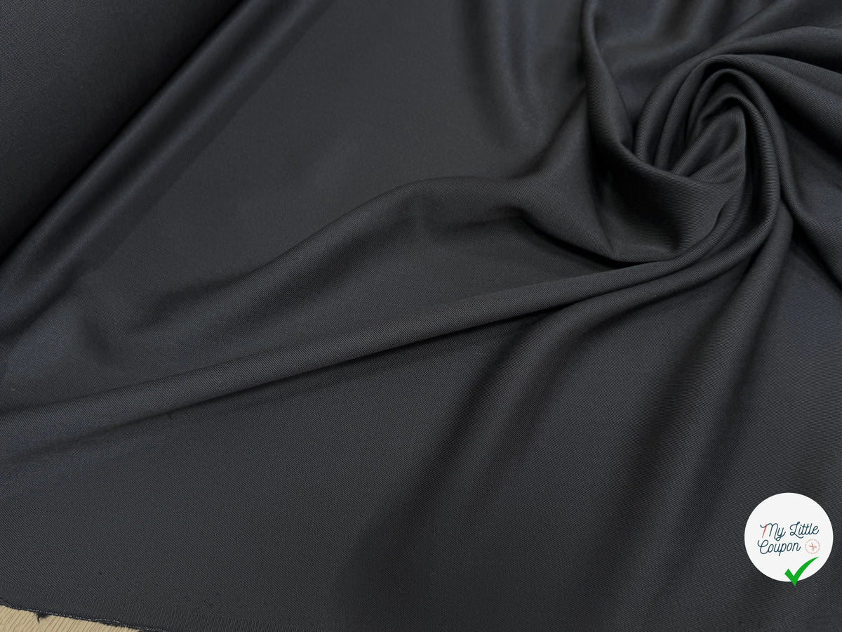 DRAPERIE SERGÉE POLYLAINE NOIR TOMBÉ SOYEUX - My Little Coupon