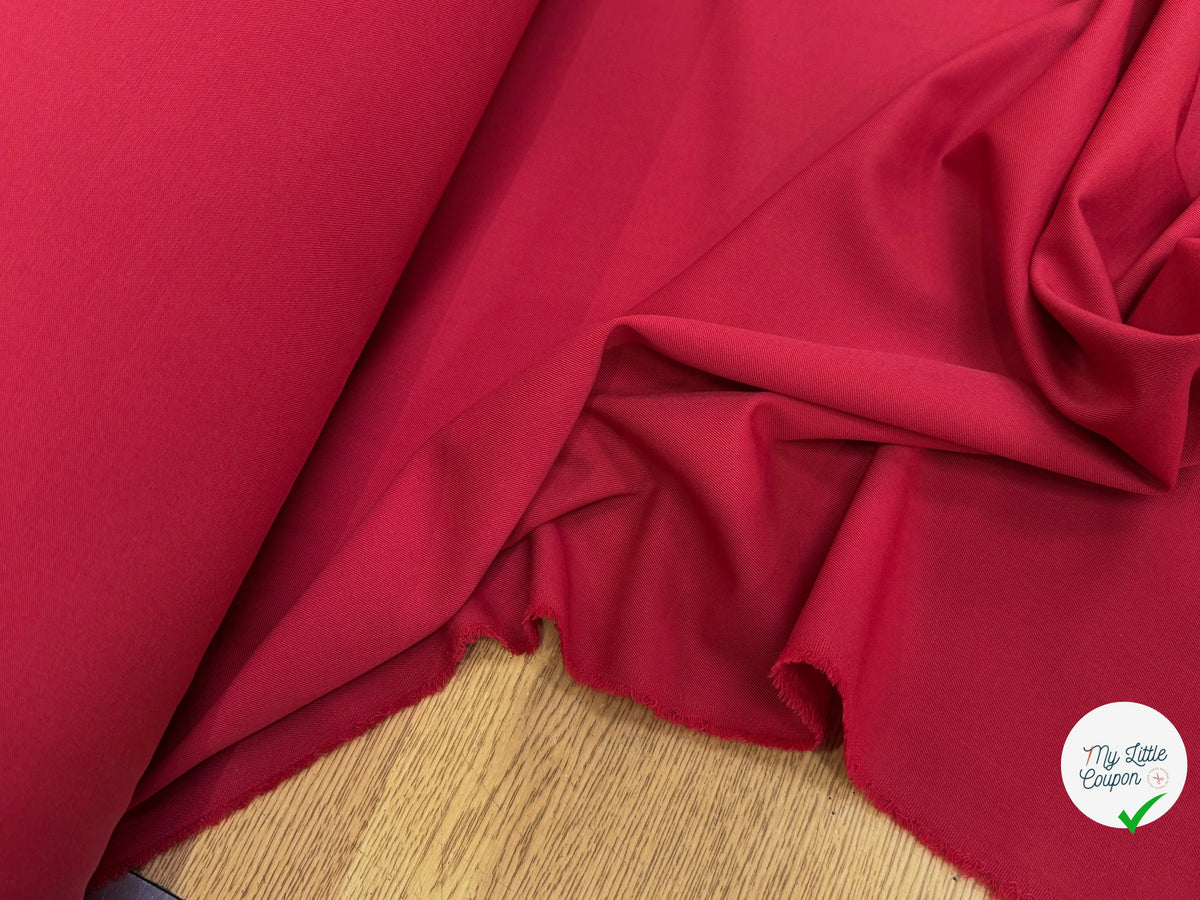 DRAPERIE SERGÉE POLYLAINE STRETCH CERISE NET - My Little Coupon