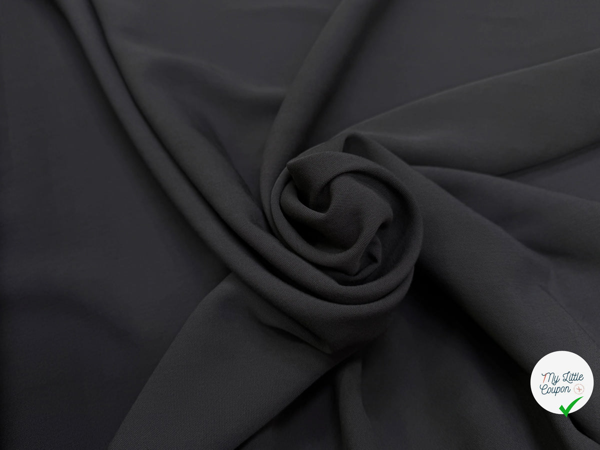 DRAPERIE TEXTURÉE VISCOSE ET LAINE GRIS FONCÉ TOMBÉ FLUIDE MADE IN ITALY - My Little Coupon