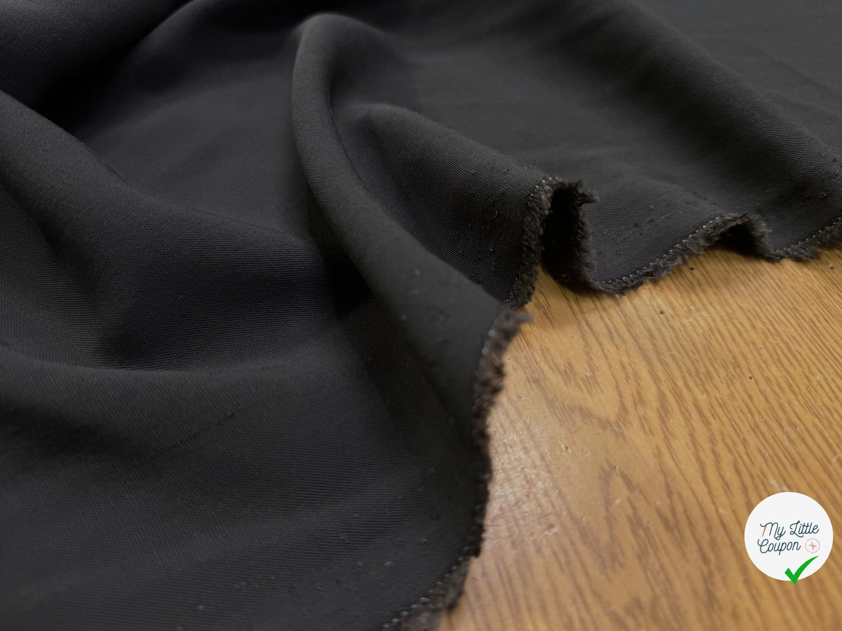 DRAPERIE TEXTURÉE VISCOSE ET LAINE GRIS FONCÉ TOMBÉ FLUIDE MADE IN ITALY - My Little Coupon