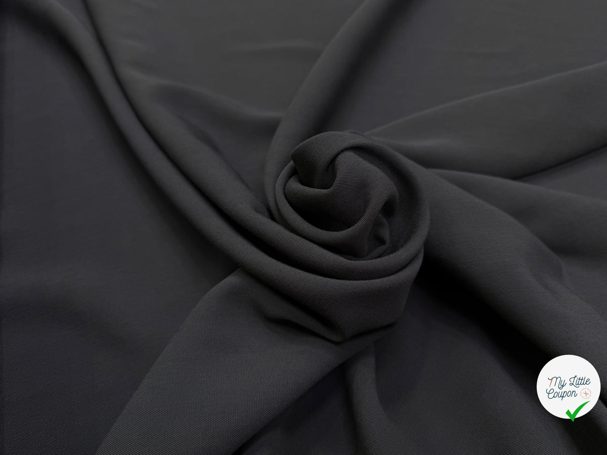 DRAPERIE TEXTURÉE VISCOSE ET LAINE GRIS FONCÉ TOMBÉ FLUIDE MADE IN ITALY - My Little Coupon