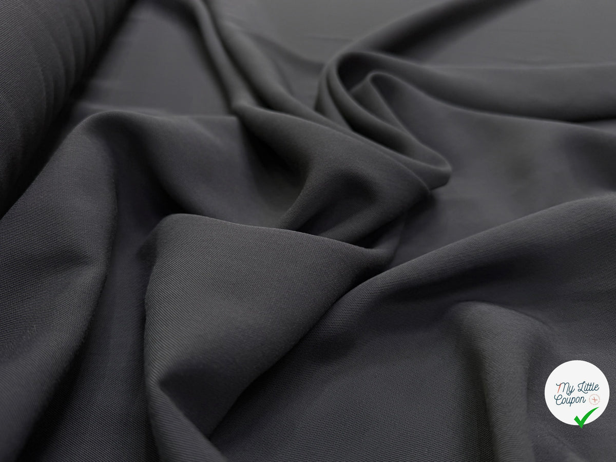 DRAPERIE TEXTURÉE VISCOSE ET LAINE GRIS FONCÉ TOMBÉ FLUIDE MADE IN ITALY - My Little Coupon