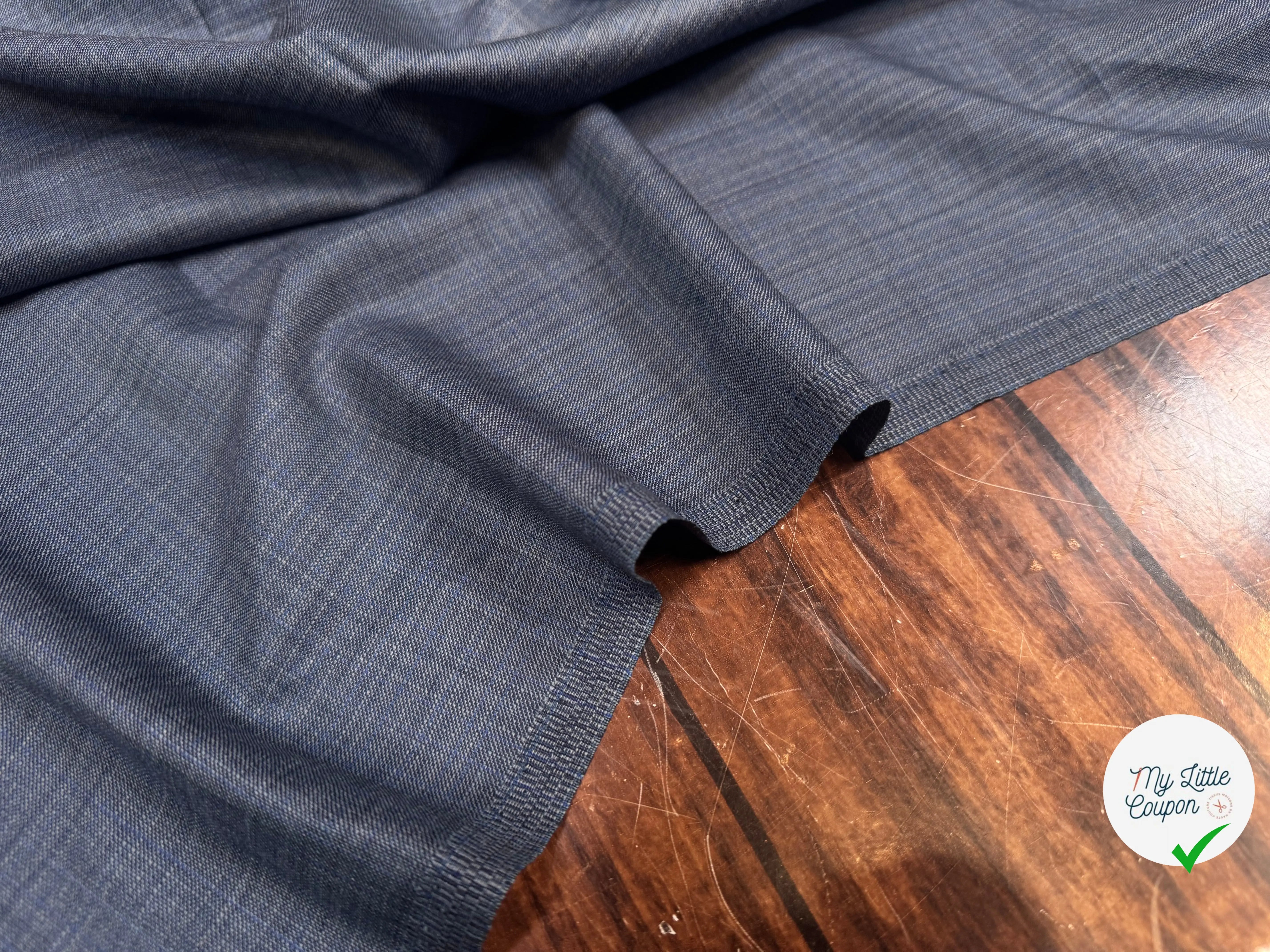 DRAPERIE VITALE BARBERIS 100% LAINE CADET BLUE CHINÉ - My Little Coupon