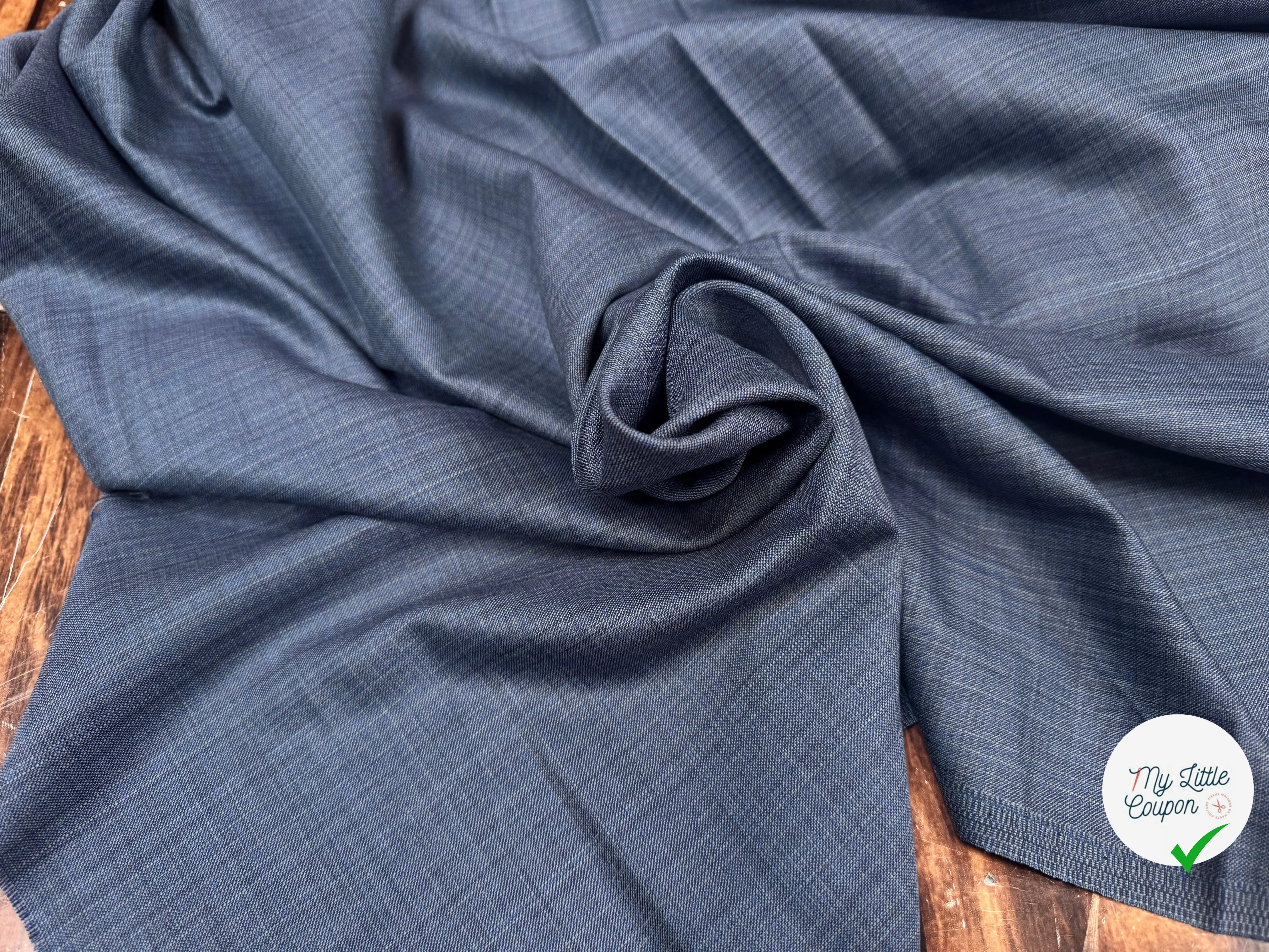 DRAPERIE VITALE BARBERIS 100% LAINE CADET BLUE CHINÉ - My Little Coupon