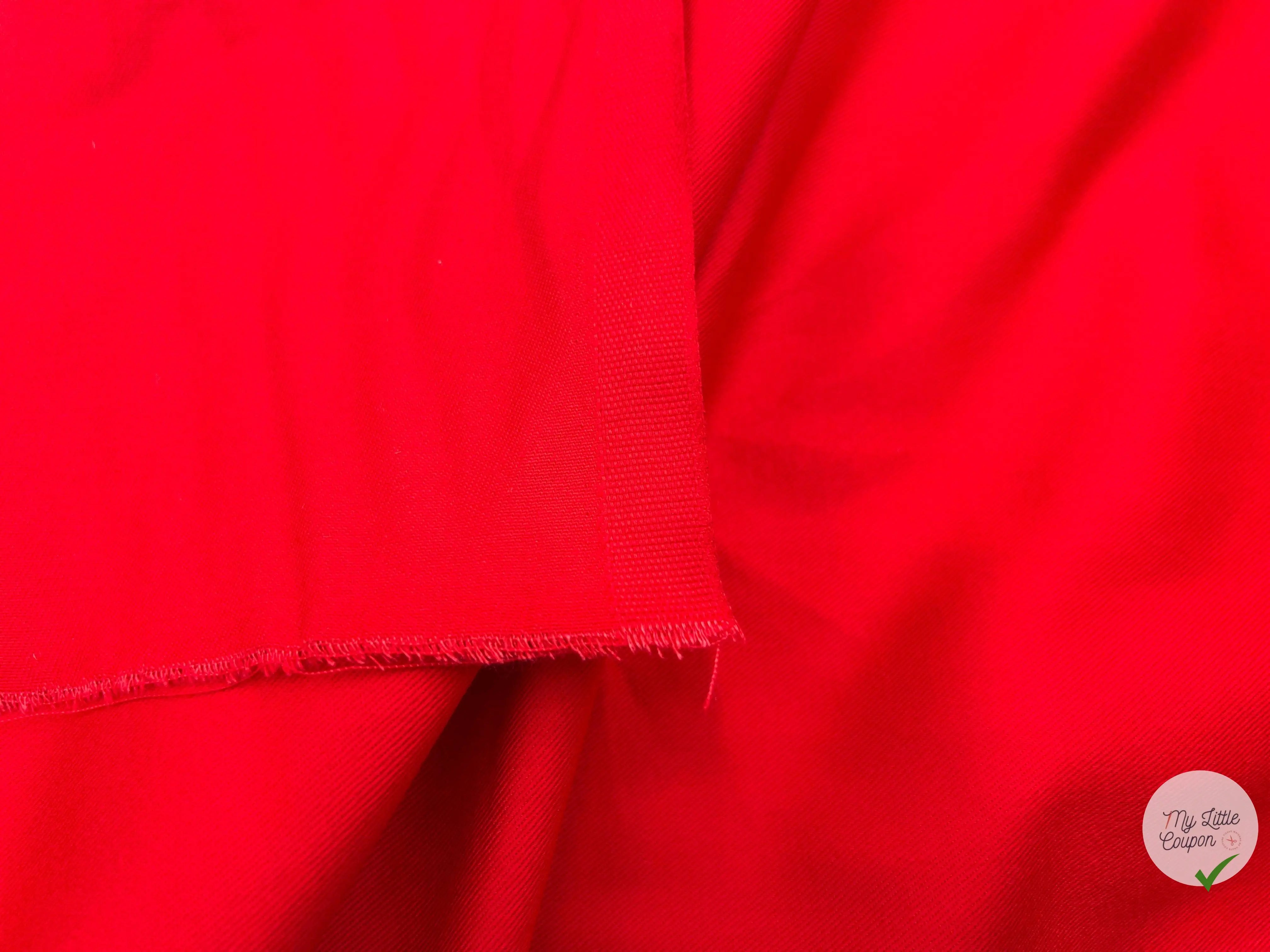 DRILL LĂGER ROUGE COQUELICOT QUALITĂ JAPON - coupon de tissu de 3 mĂštres - My Little Coupon - tissu - coudre