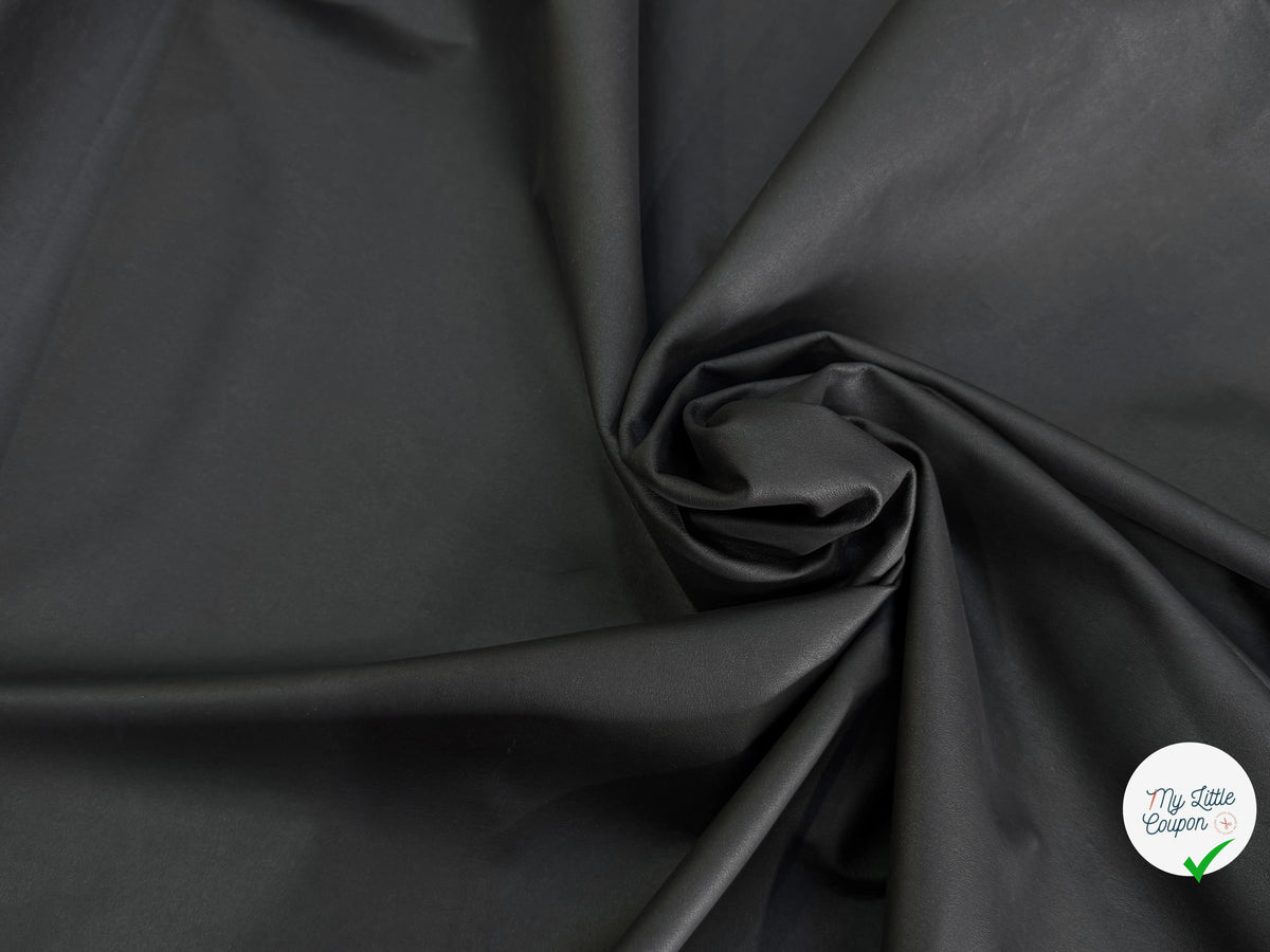 FAUX CUIR EXTENSIBLE NOIR EFFET HUILÉ - My Little Coupon