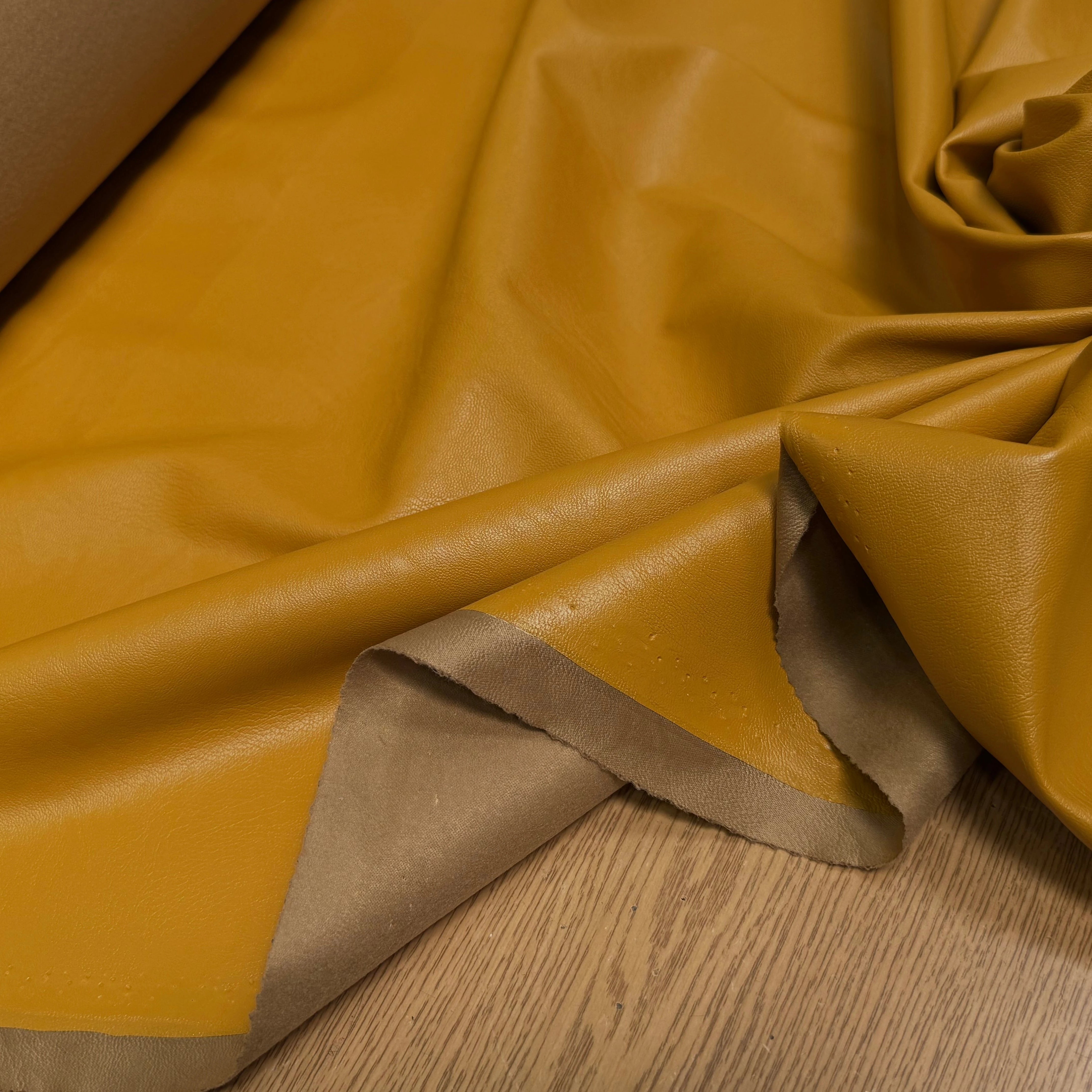 FAUX CUIR SOUPLE MOUTARDE STRETCH - My Little Coupon