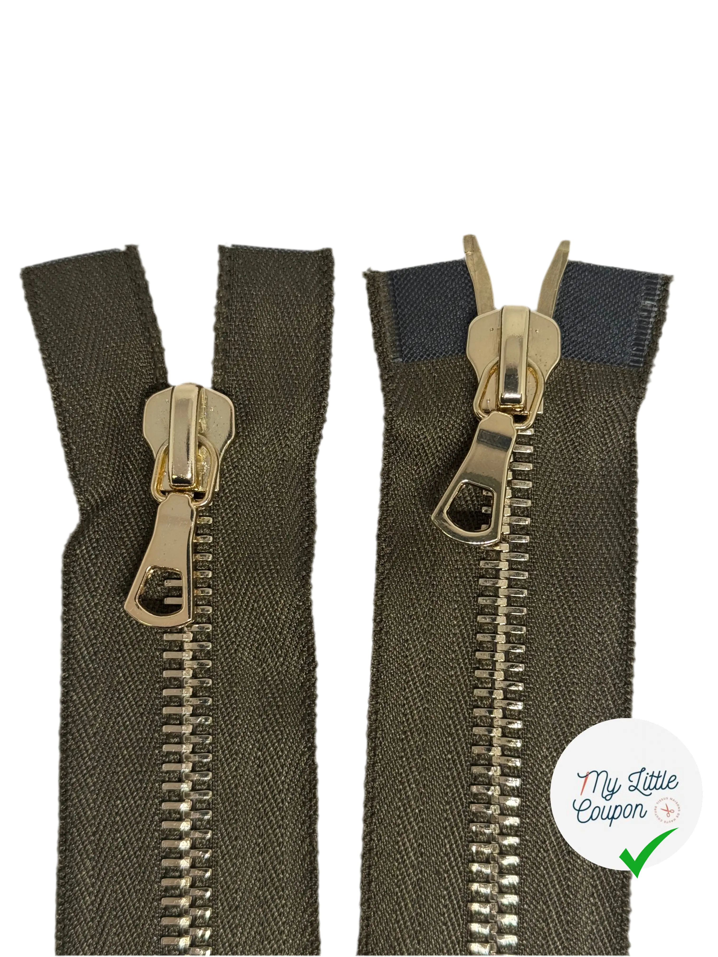 FERMETURE 2 CURSEURS VERT KAKI 90CM - My Little Coupon