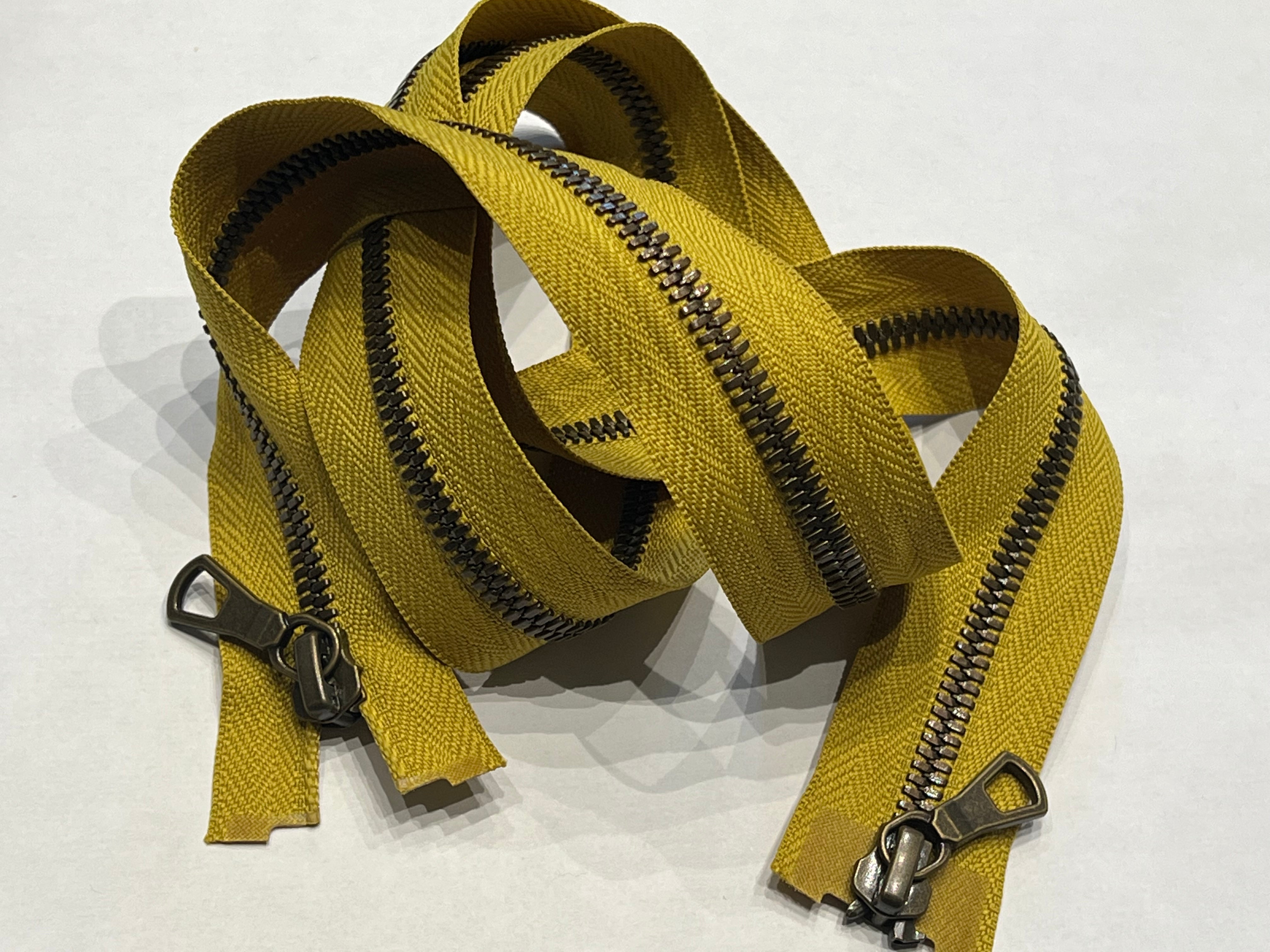 FERMETURE DOUBLE CURSEUR JAUNE MOUTARDE 90 CM - My Little Coupon