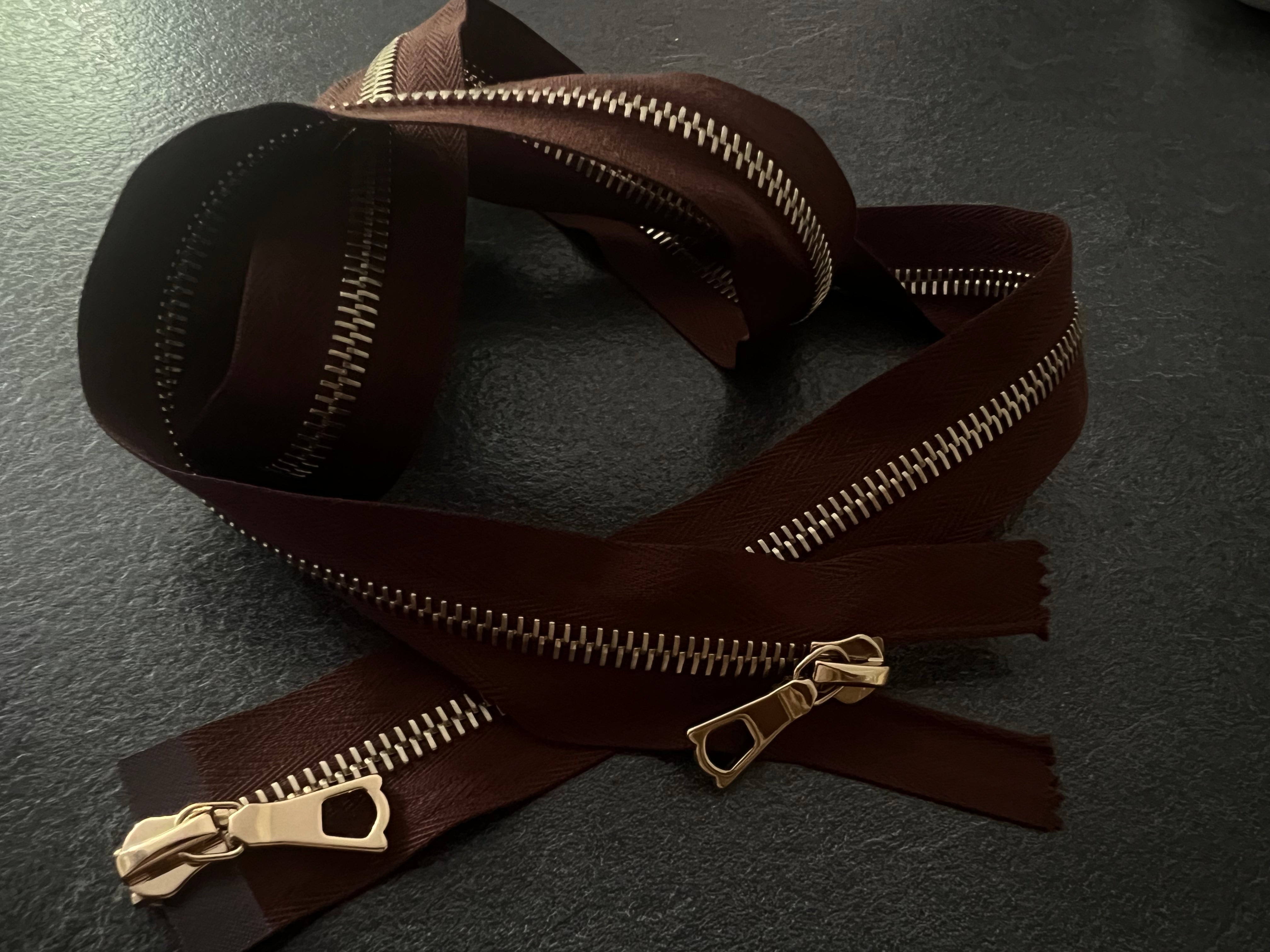 FERMETURE DOUBLE CURSEUR MARRON 100cm - My Little Coupon