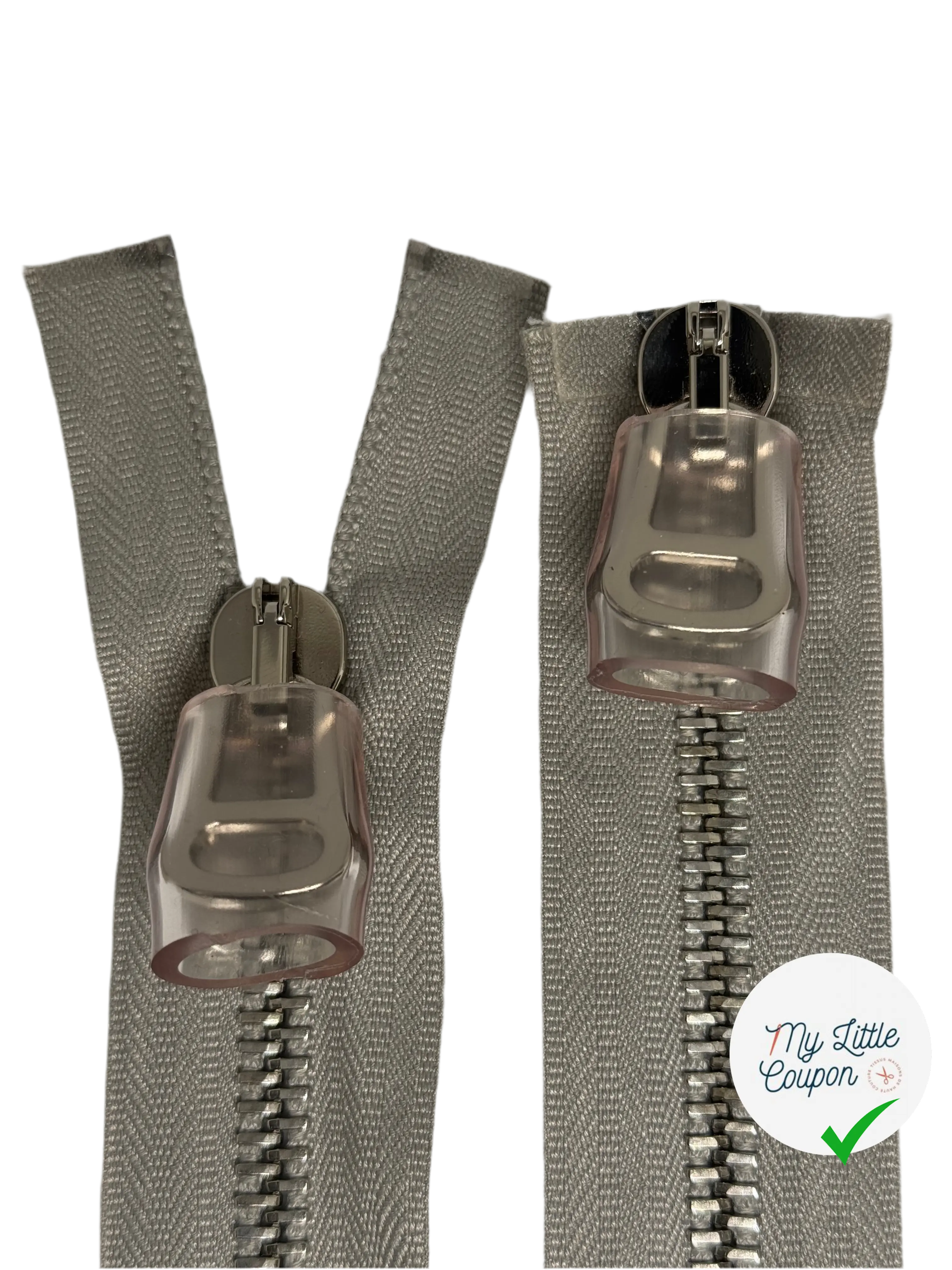 FERMETURE DOUBLE CURSEUR MÉTAL ARGENTÉ GRIS - My Little Coupon