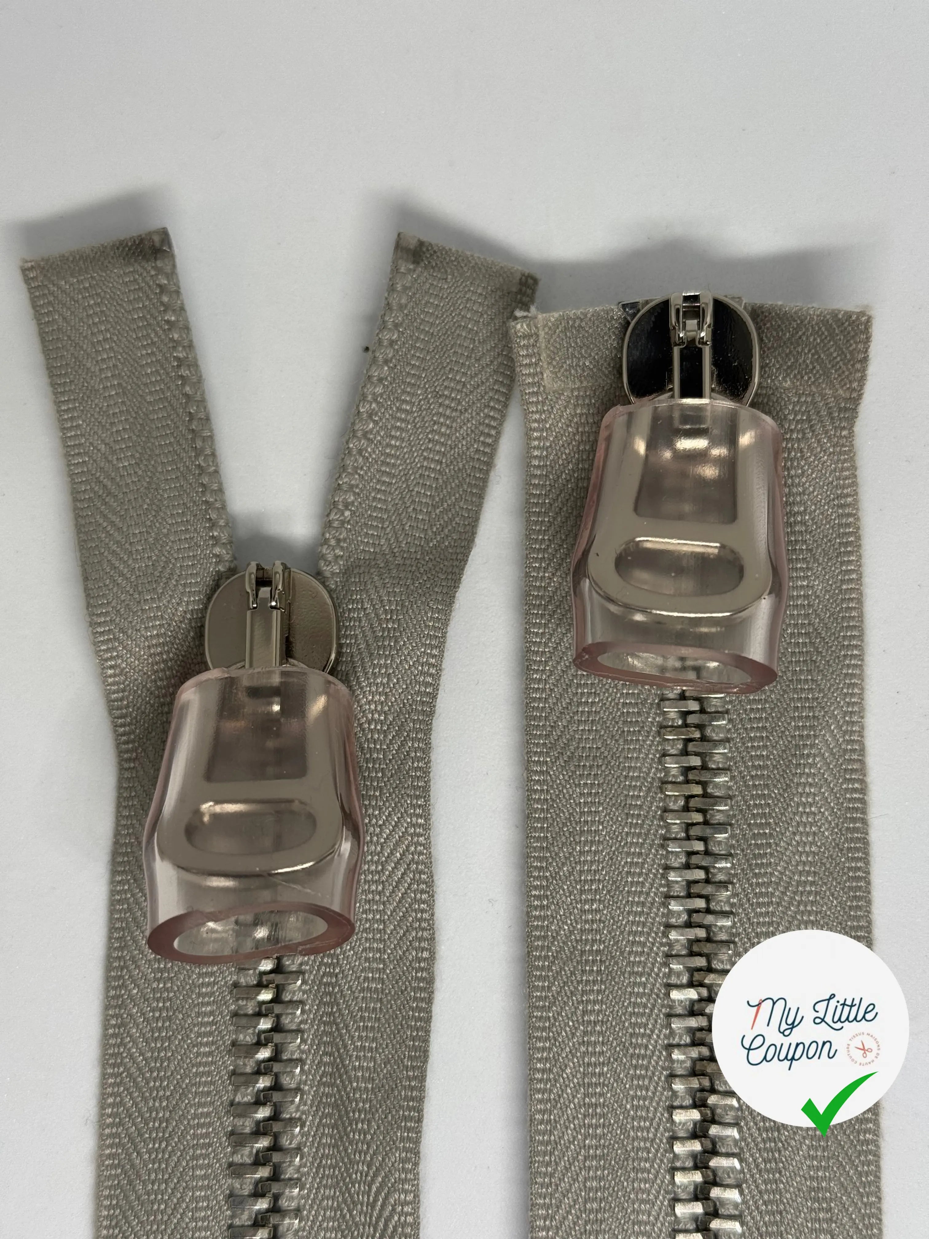 FERMETURE DOUBLE CURSEUR MÉTAL ARGENTÉ GRIS - My Little Coupon
