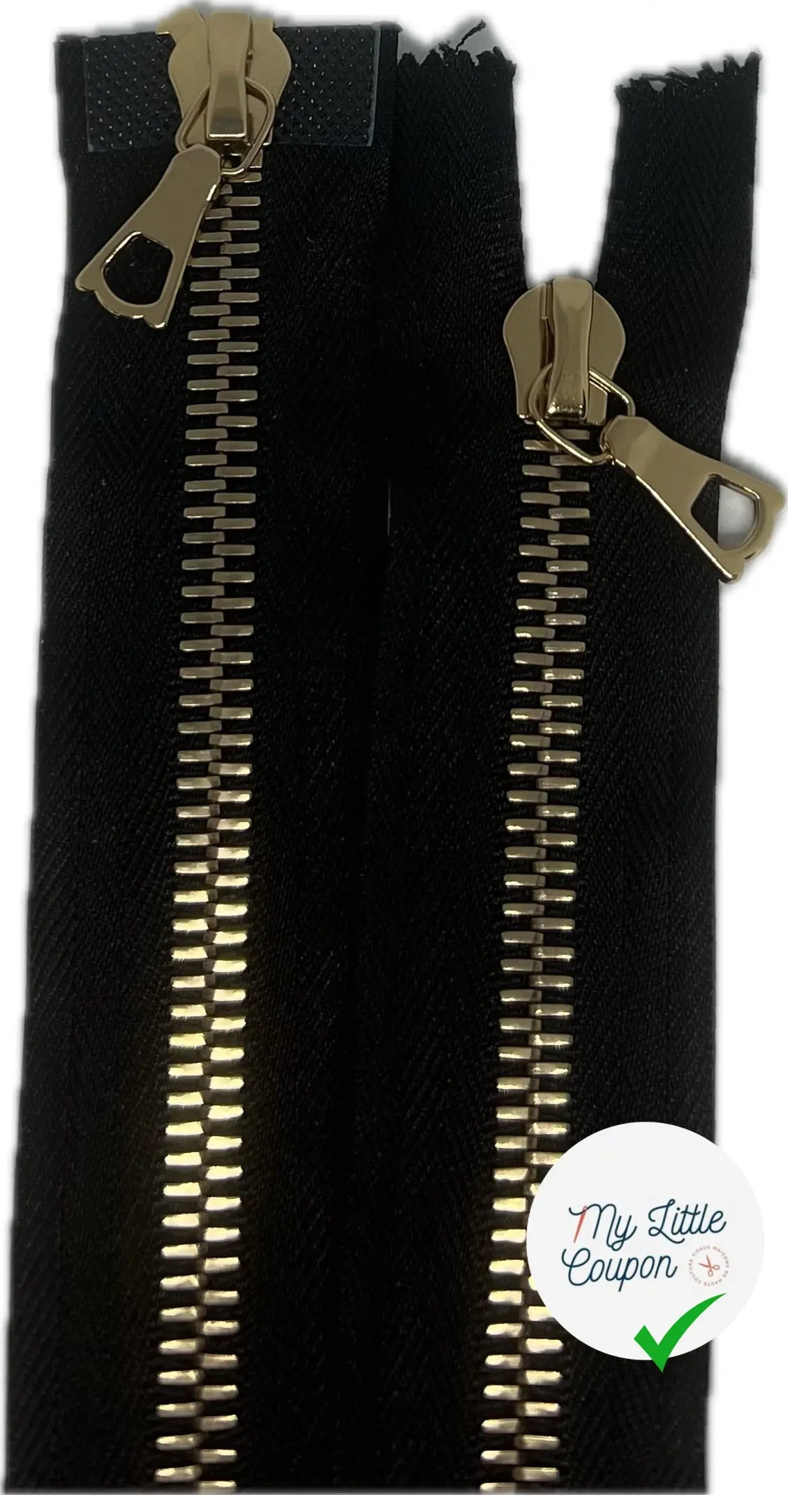FERMETURE RIRI MÉTAL DORÉ DOUBLE VOIES 100CM M8 NOIRE - My Little Coupon