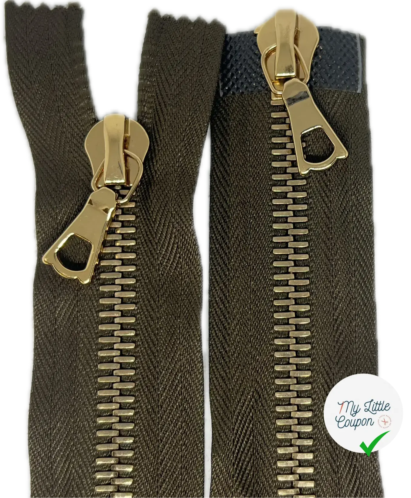 FERMETURE RIRI MÉTAL DORÉ DOUBLE VOIES 100CM M8 KAKI - My Little Coupon