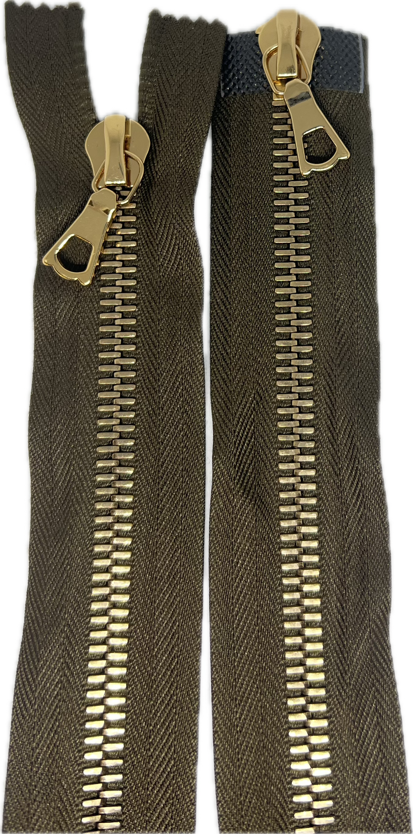 FERMETURE RIRI MÉTAL DORÉ DOUBLE VOIES 100CM M8 KAKI - My Little Coupon
