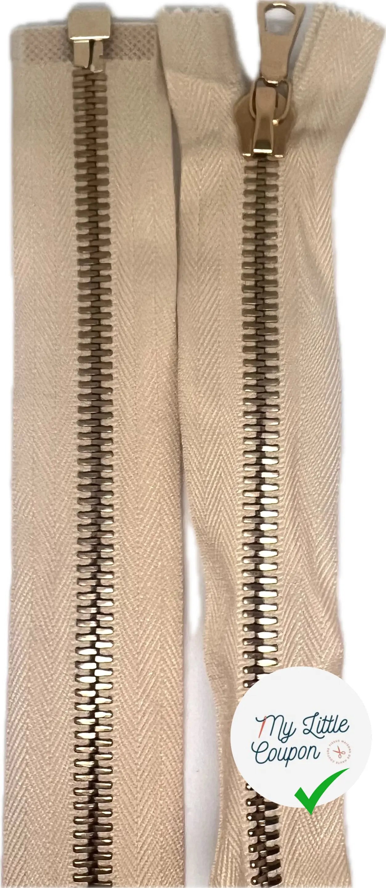 FERMETURE RIRI MÉTAL DORÉ SÉPARABLE 70CM M8 BEIGE - My Little Coupon