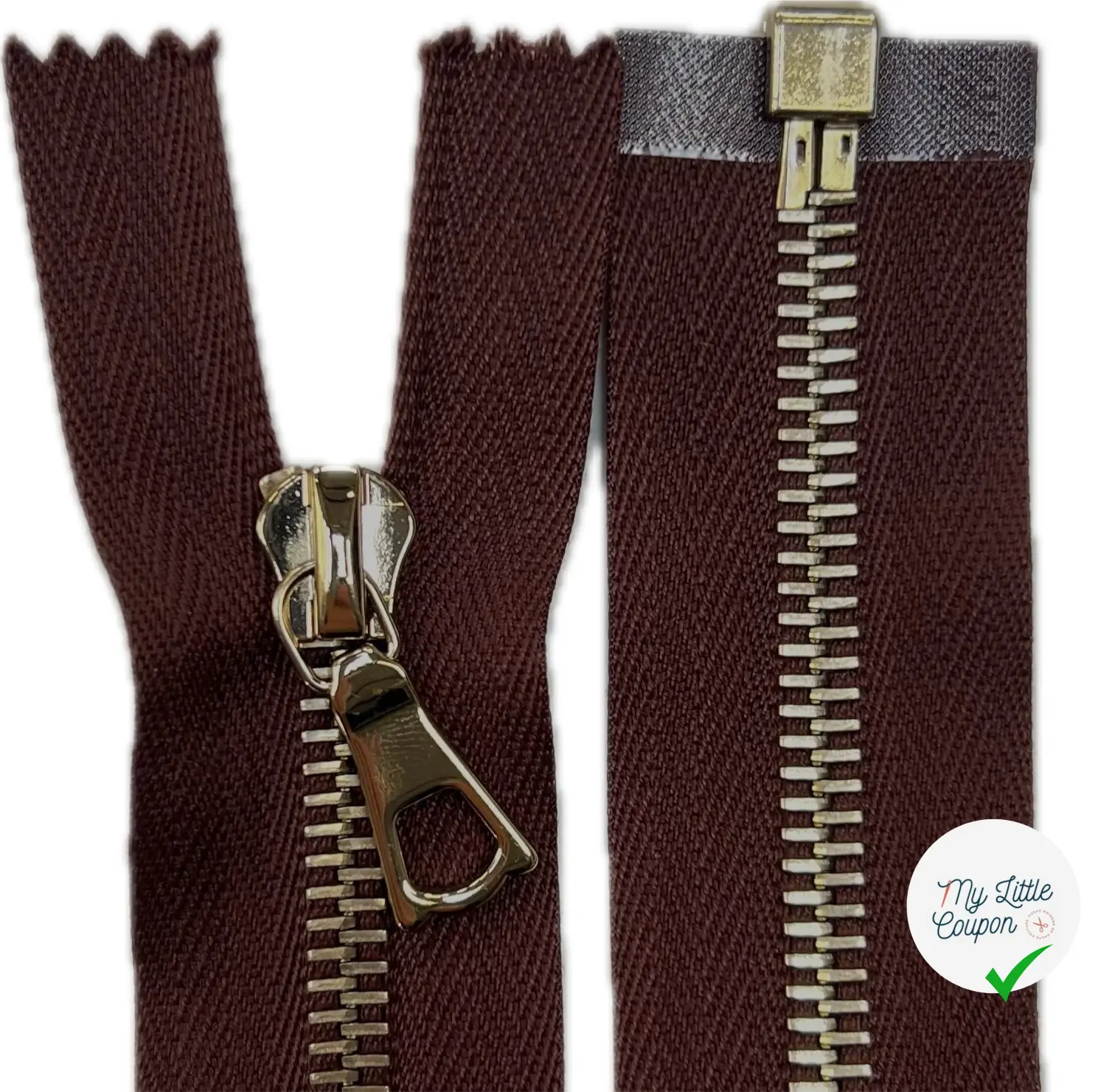 FERMETURE RIRI MÉTAL DORÉ SÉPARABLE 80CM M6 MARRON - My Little Coupon