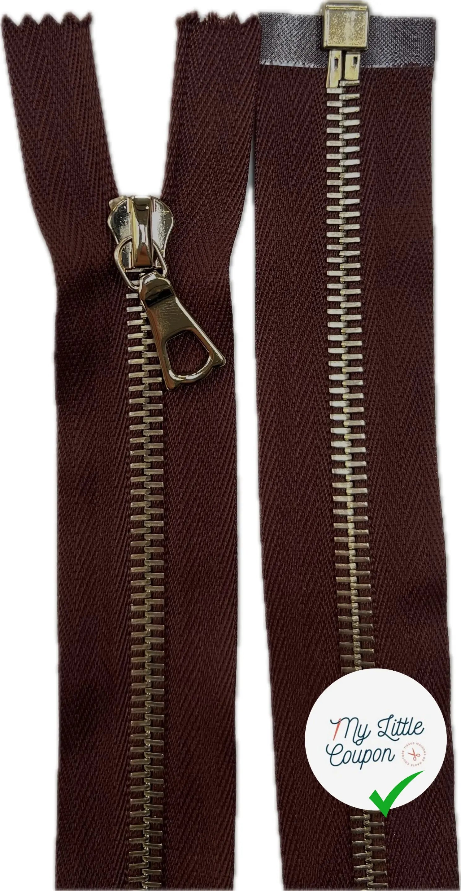 FERMETURE RIRI MÉTAL DORÉ SÉPARABLE 80CM M6 MARRON - My Little Coupon