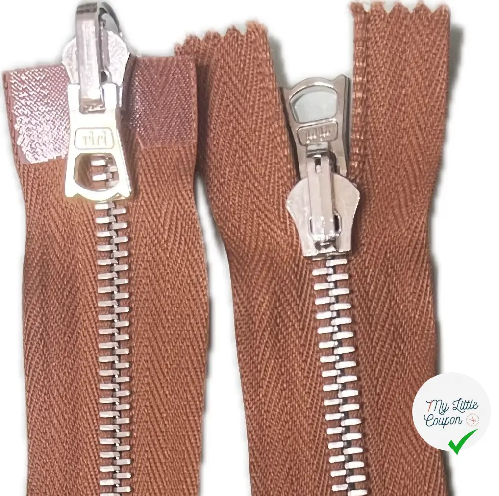 FERMETURE RIRI MÉTAL DOUBLE VOIES 90CM MARRON CLAIR - My Little Coupon