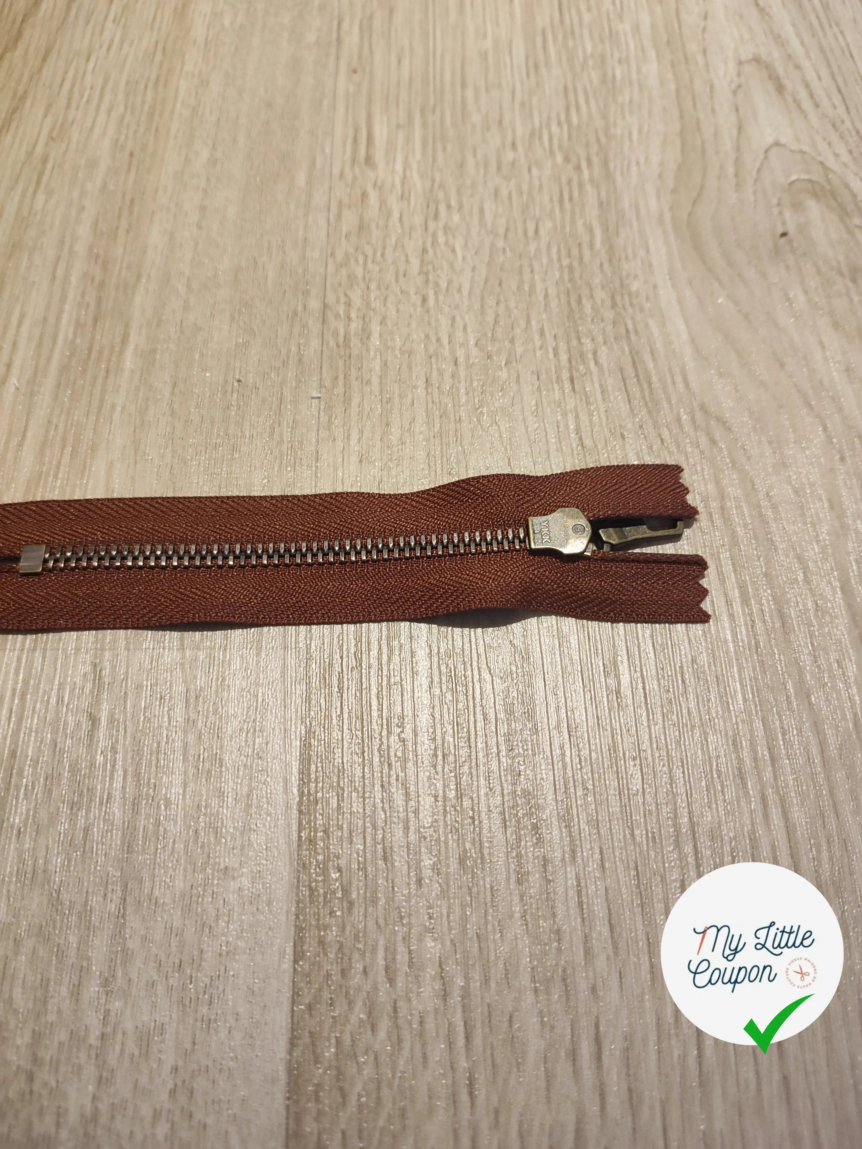 FERMETURE RIRI METAL NON SEPARABLE 12CM MARRON NOISETTE - My Little Coupon