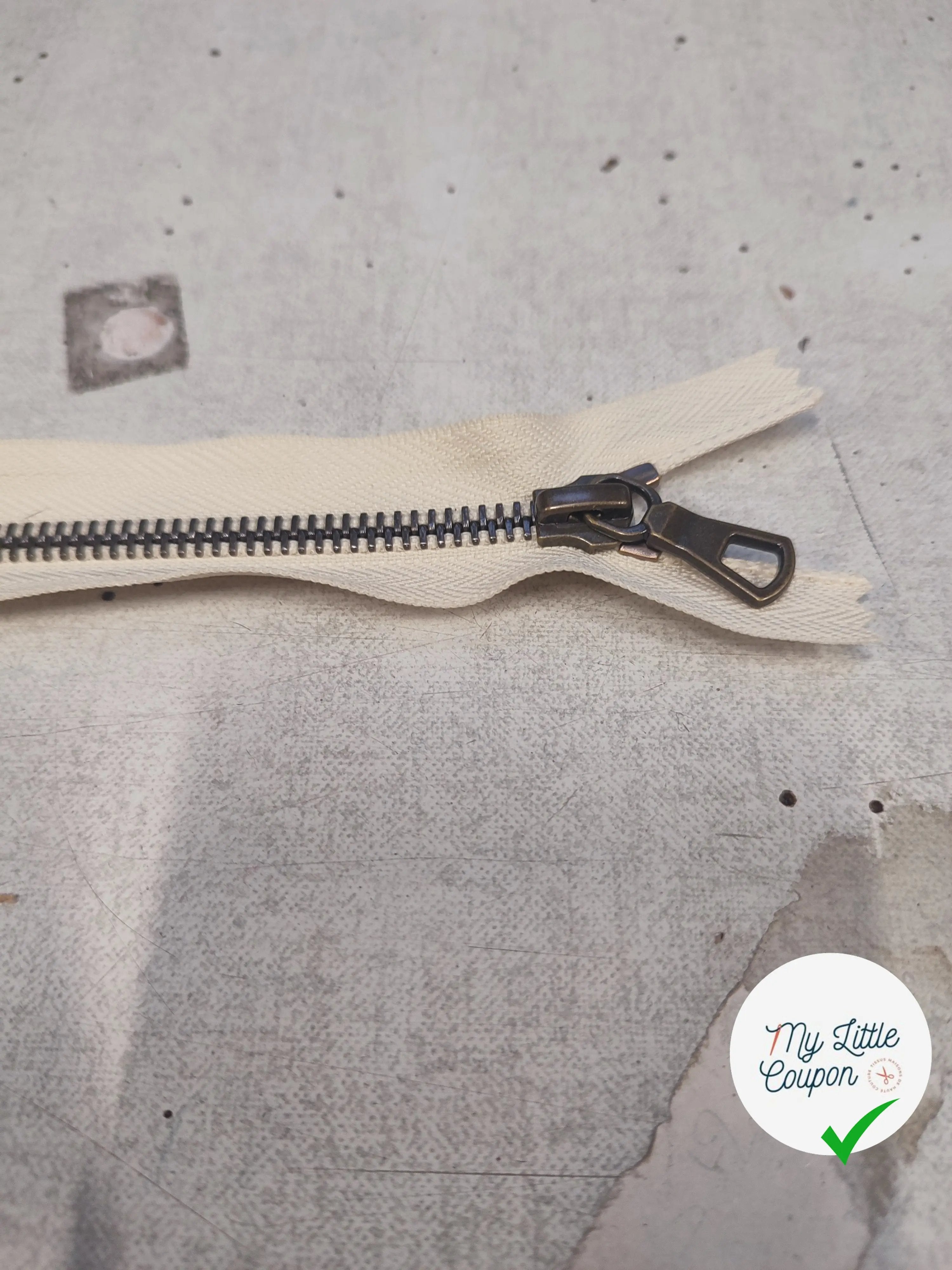 FERMETURE RIRI MÉTAL NON SÉPARABLE 16CM BLANC CASSÉ - My Little Coupon