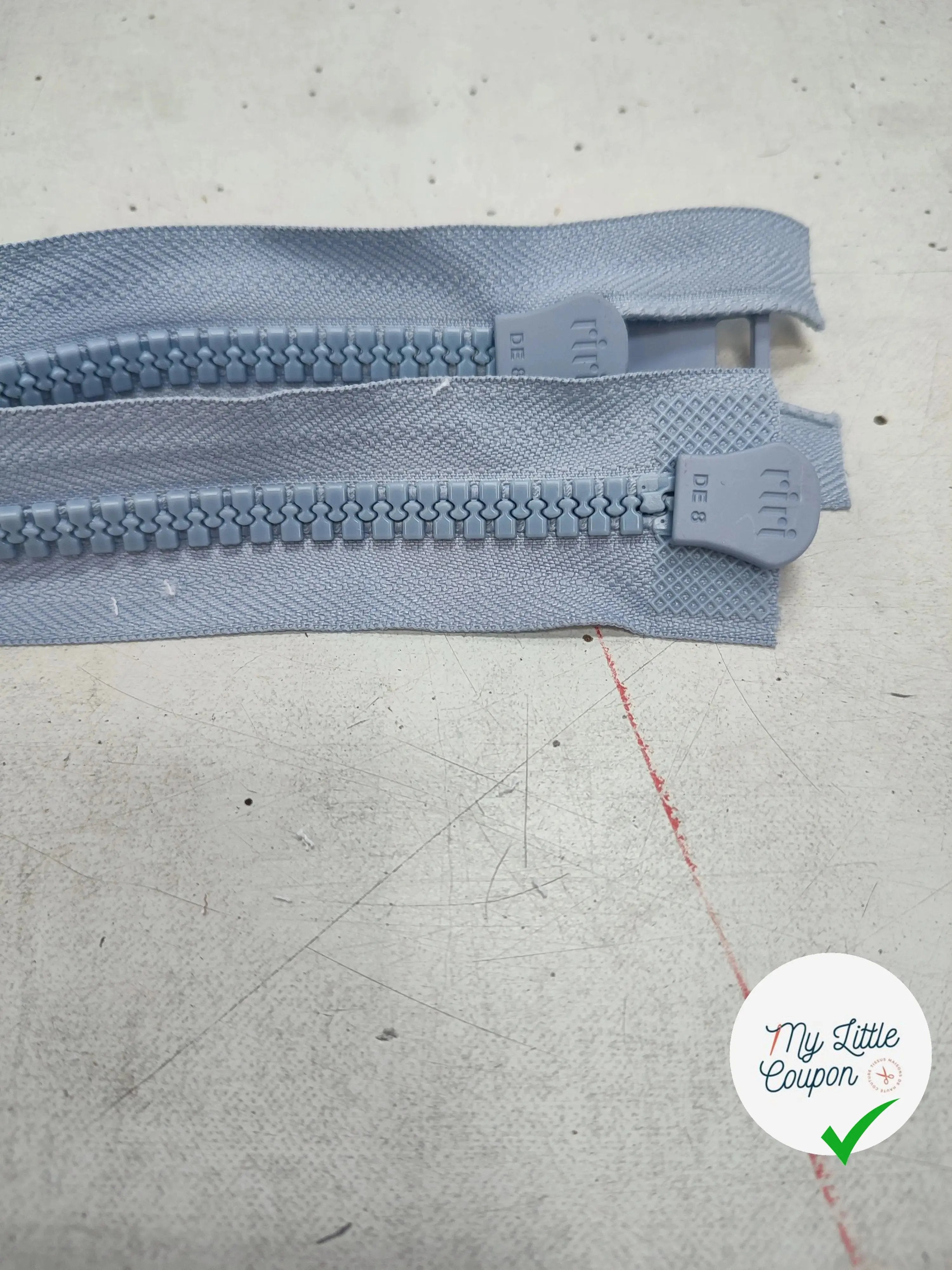FERMETURE RIRI METAL NON SÉPARABLE DOUBLE ZIP 100CM BLEU LAVANDE - My Little Coupon
