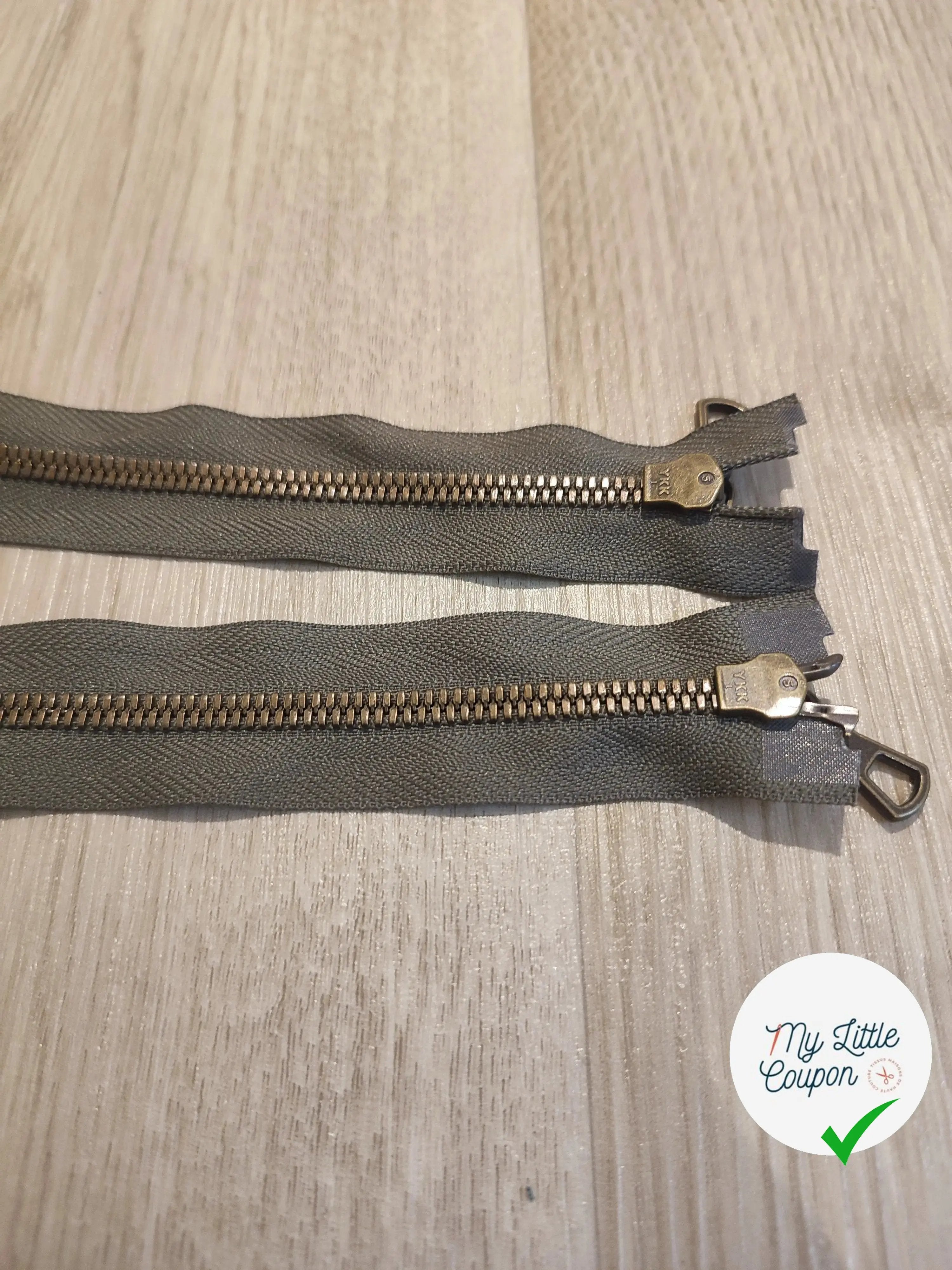 FERMETURE RIRI METAL NON SÉPARABLE DOUBLE CHEMINS 70CM VERT FONCÉ KAKI - My Little Coupon