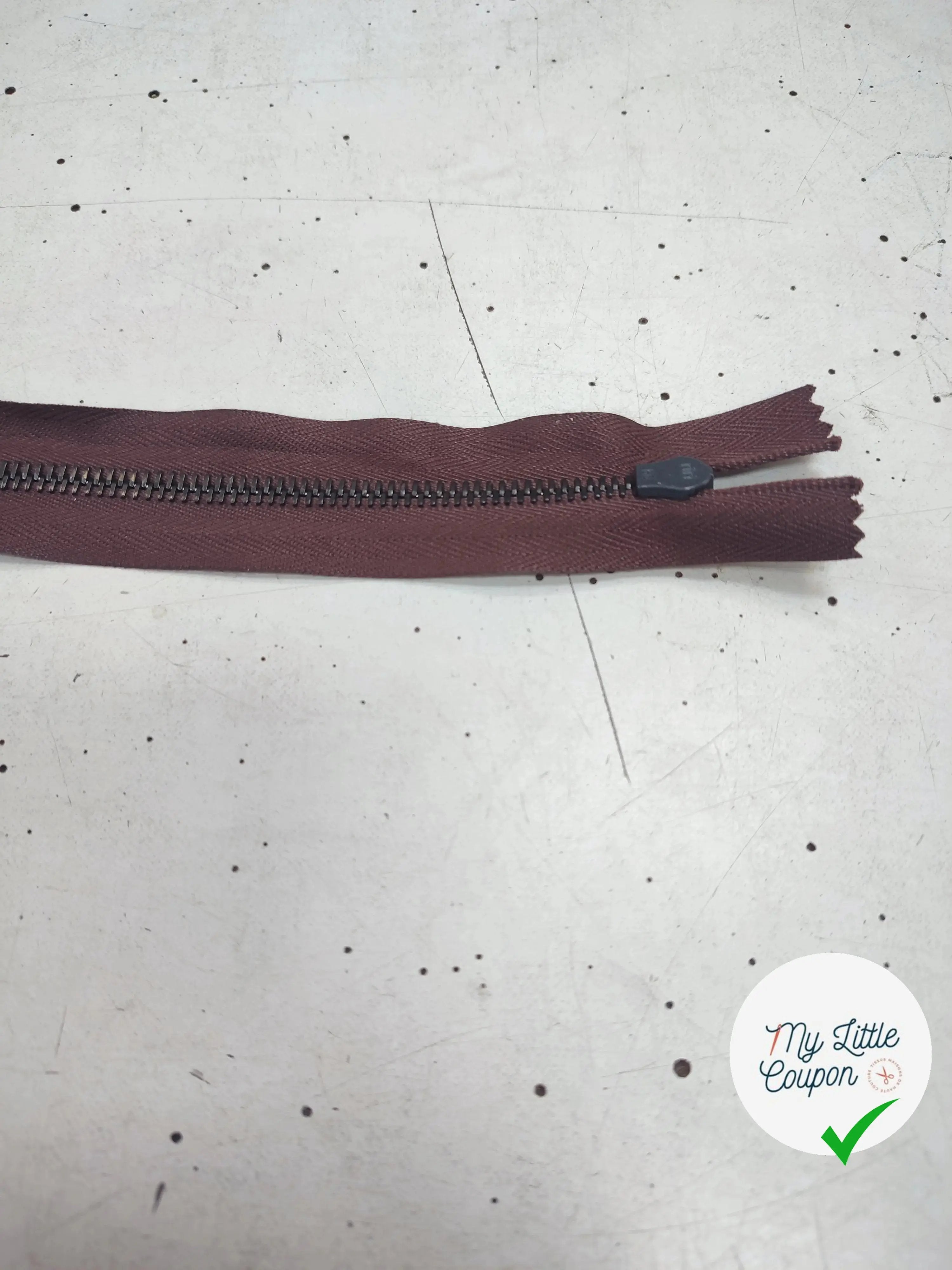 FERMETURE RIRI METAL NON SÉPARABLE DOUBLE CHEMINS 100CM MARRON - My Little Coupon